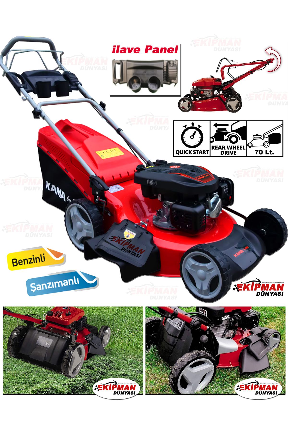 WORKMASTER Kama UMS56 Benzinli Şanzımanlı Çim Biçme Makinası 56 Cm 70 Litre