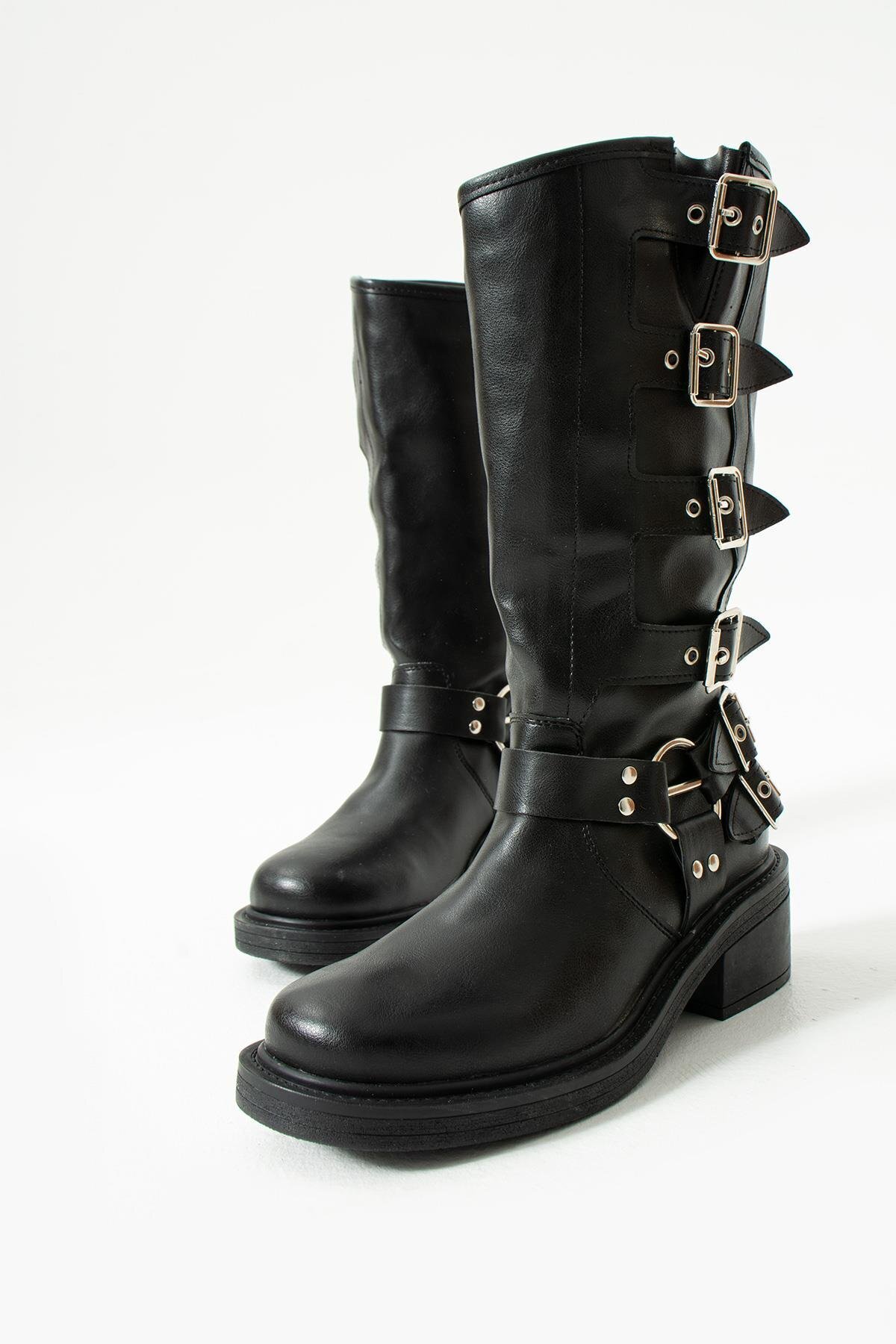 Eataly Shoes 3003 Siyah Kemerli Kadın Çizme görsel 3