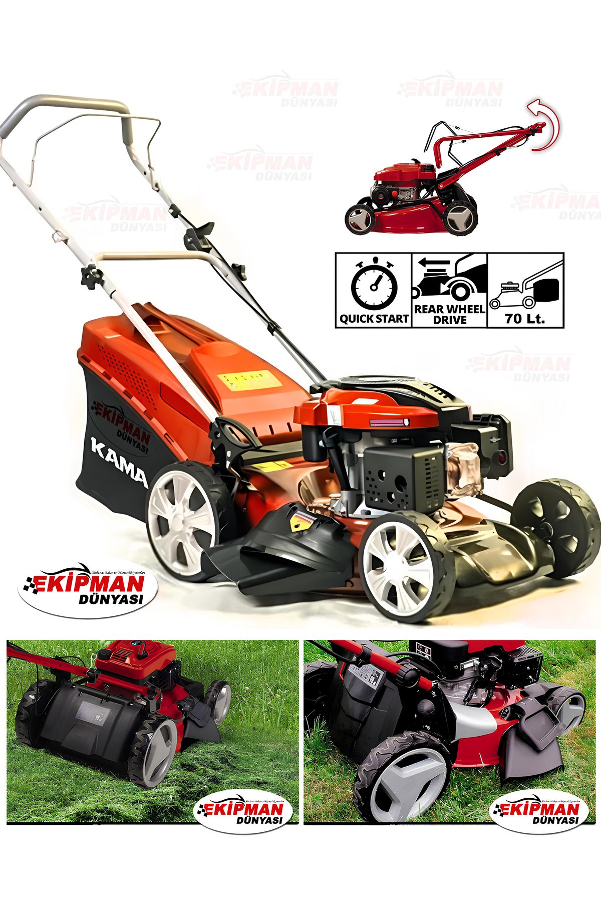 WORKMASTER Kama By Reis UME46 149 CC Benzinli Çim Biçme Makinesi 70 Litre 46 Cm