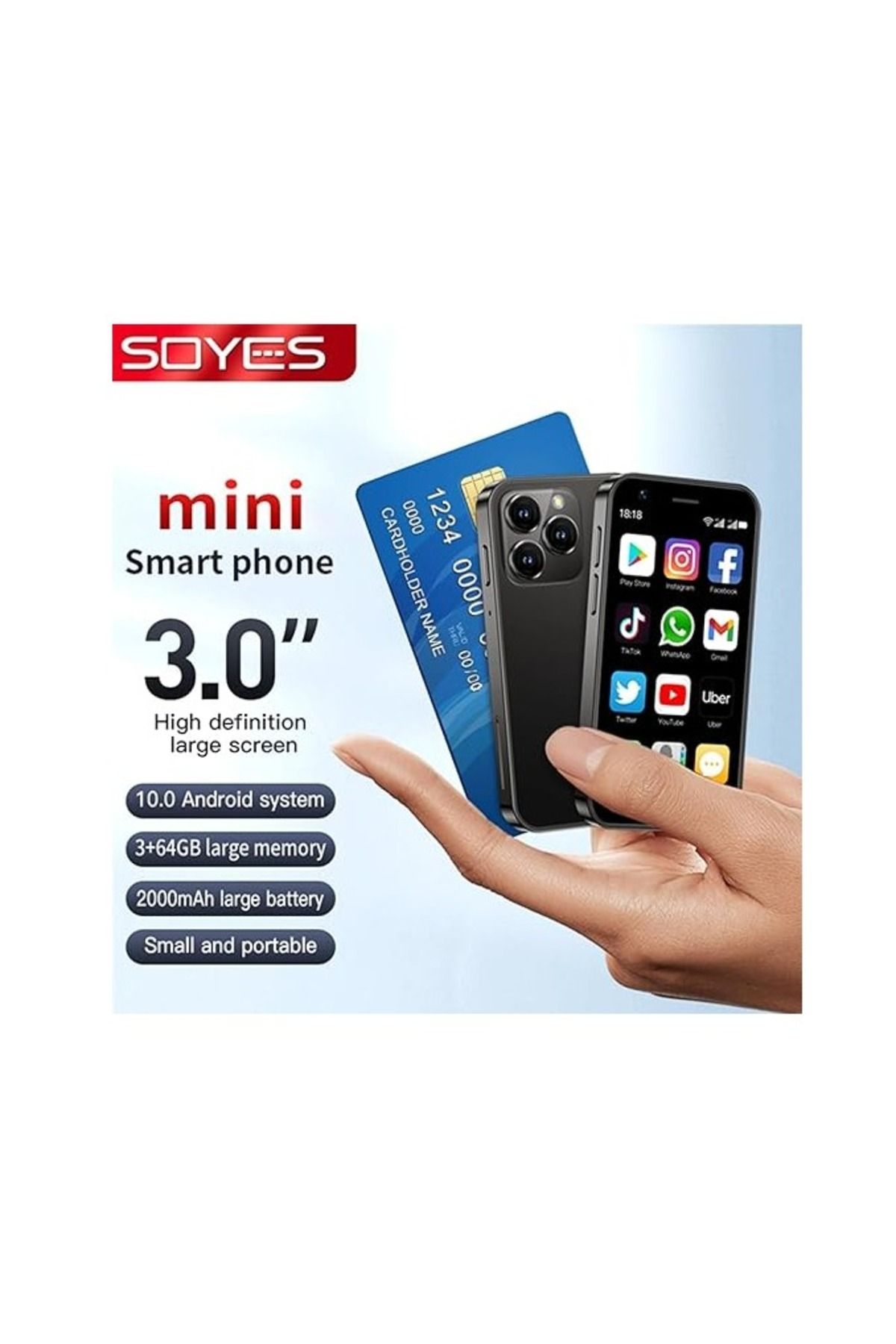 SOYES-XS15 Mini Smartphone 3G Dual SIM Wi-Fi 3" HD Display 2GB RAM (Black) 4