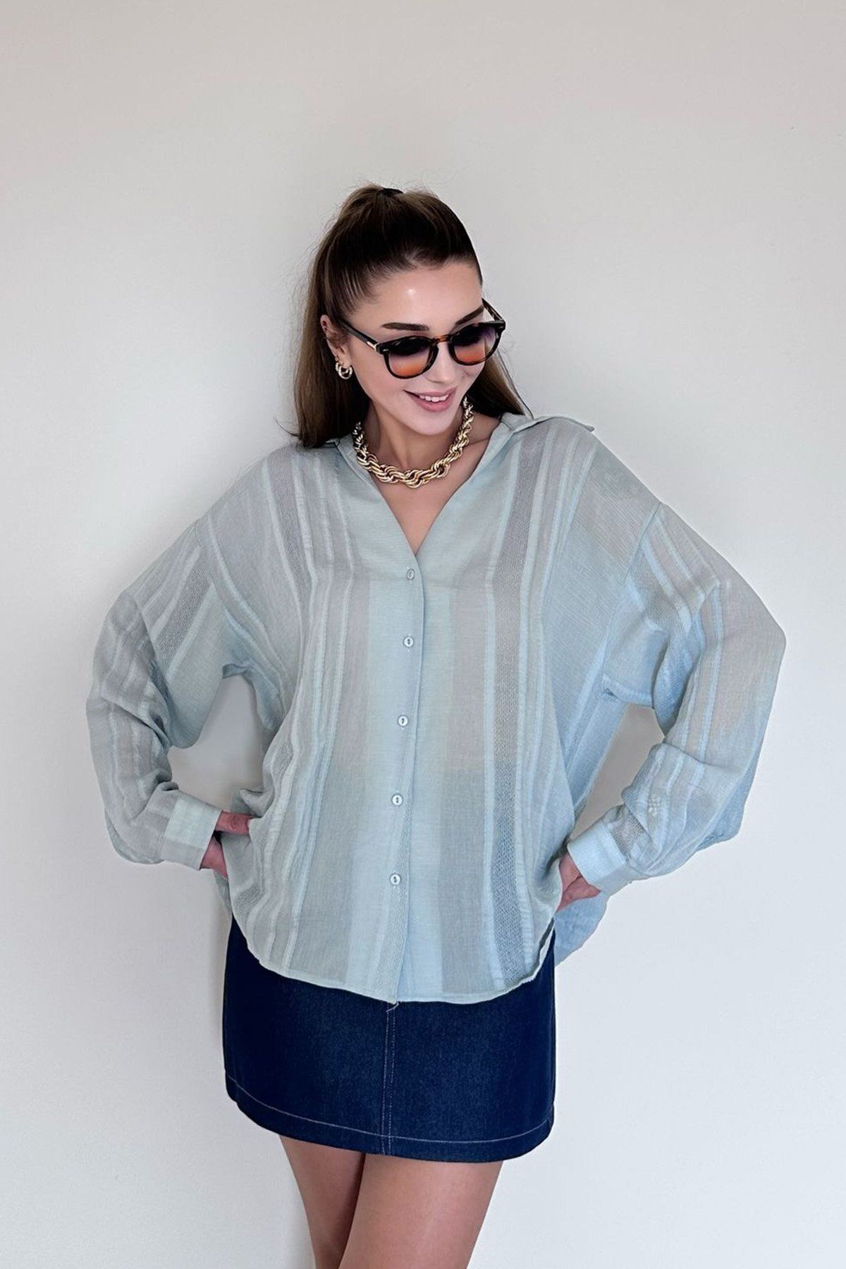 Modamesta-Lola Transparent Women's Oversize Shirt 3