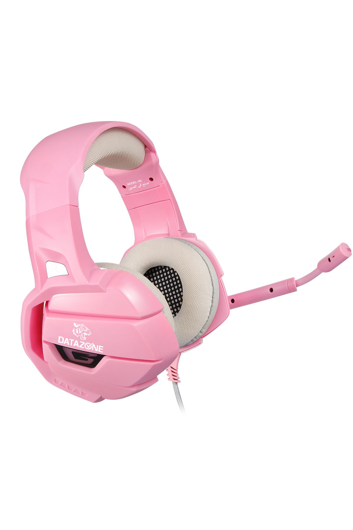 Datazone-DZ-K5 Gaming Headset with adapter, pink, wired, clear sound, noise isolation, 4