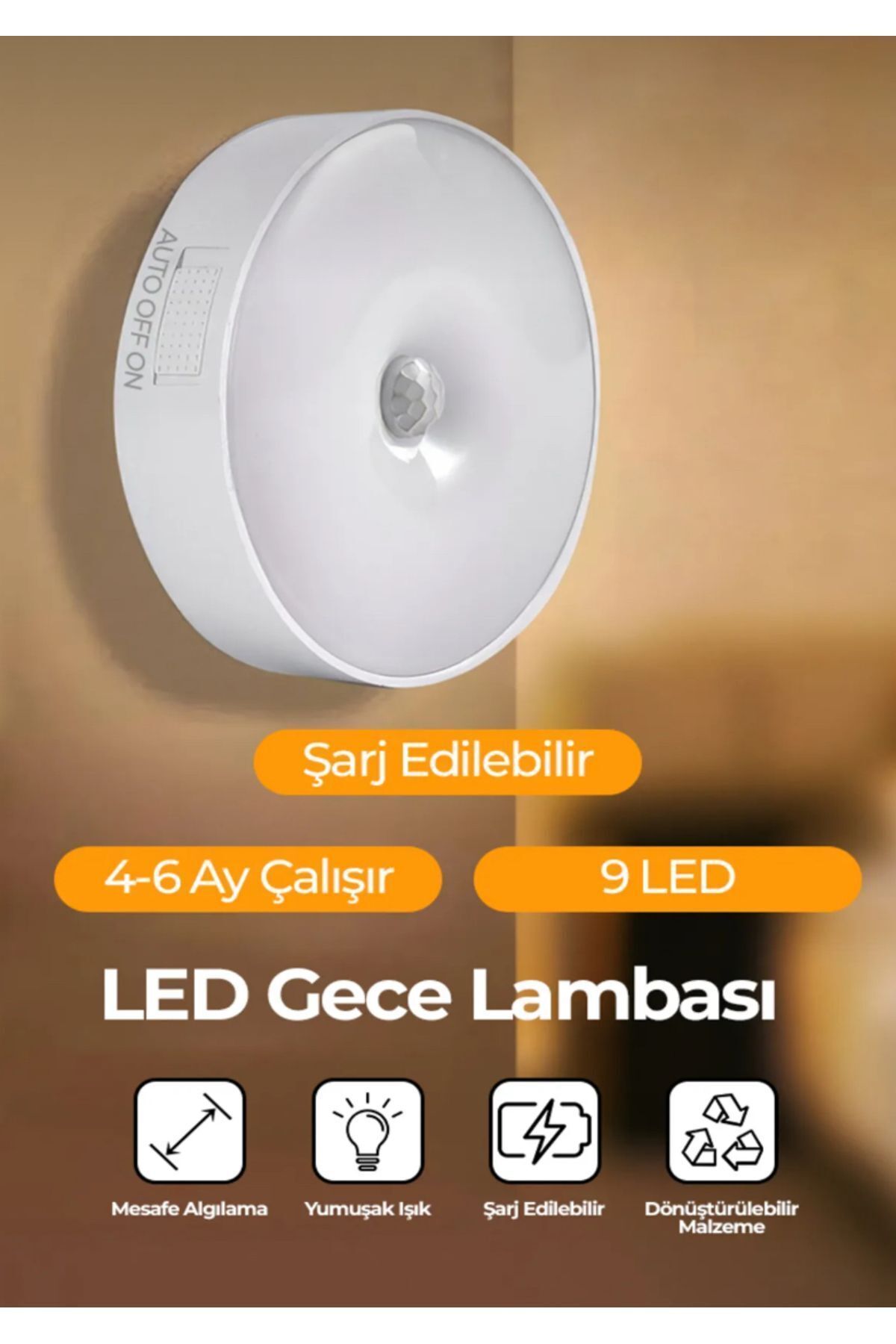 teknotrust Hareket Sensörlü Usb Şarjlı Led Işık Lamba Oda Mutfak Salon Ve Merdiven Işıklandırma