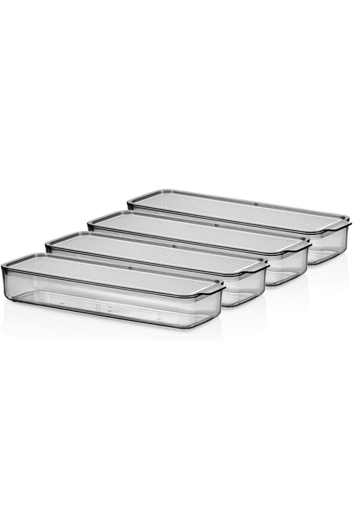 KDROĞLU KDROGLU Ahmet Mina Organizer Plastik Raf, Şeffaf Füme Kapaklı 4 X 750 Ml, Füme New Desing 110983