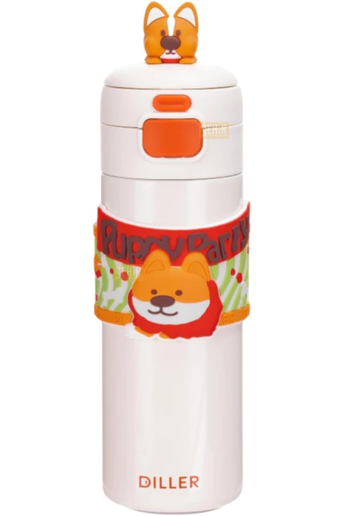 DERİK Diller 480ml Sevimli Hayvanlar Süslü Pipetli/Pipetsiz El Askılı Paslanmaz Çelik Termos