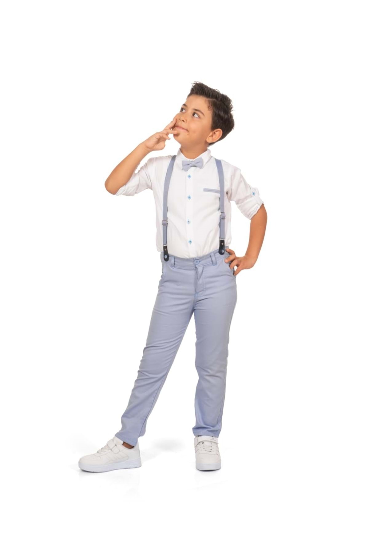 Mnk Baby&Kids Oxford Gömlek Uzun Pantolon Erkek Çocuk Takımı MNK0302 MAVİ - BEJ fotoğrafı 3 (önizleme)