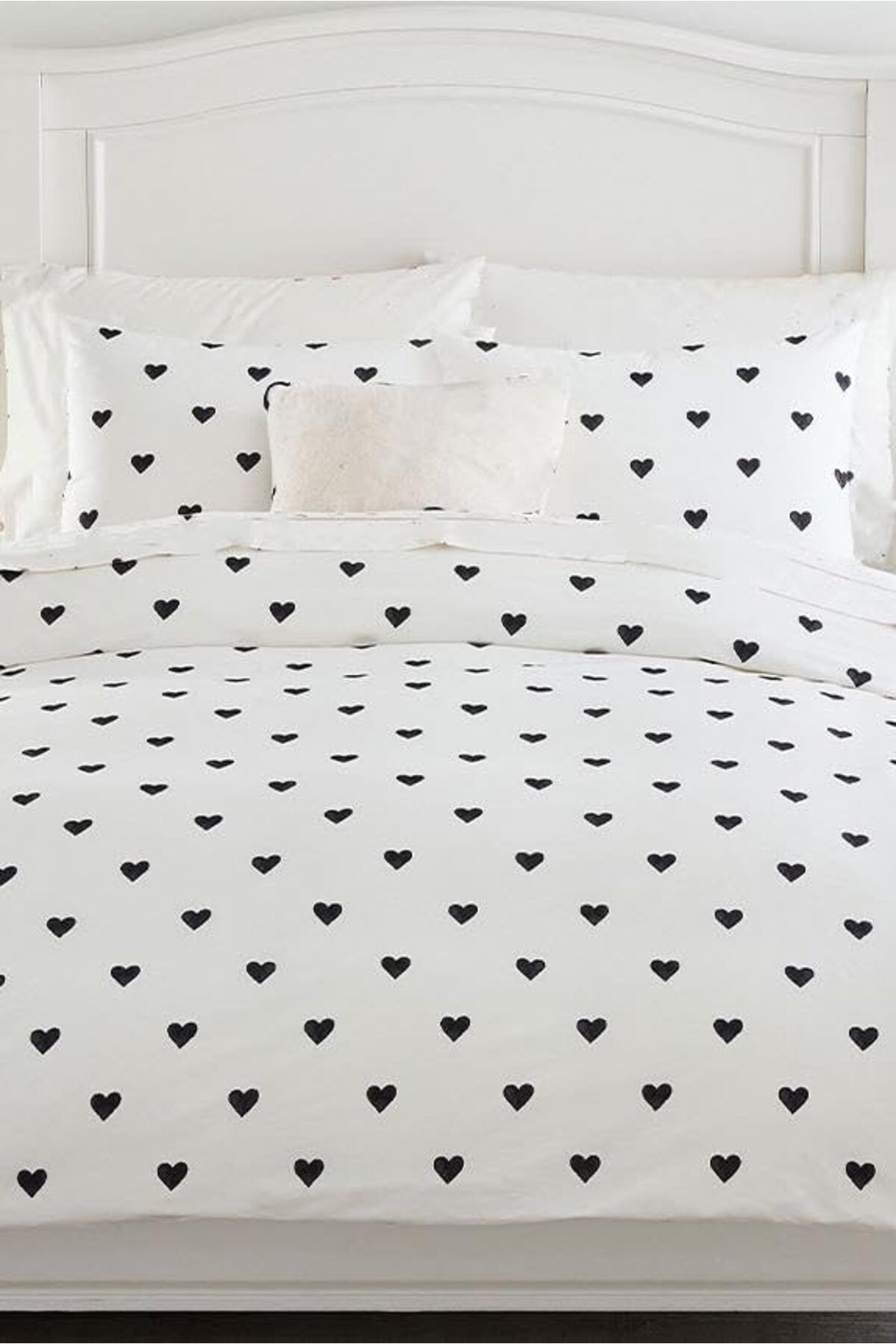 KDROĞLU KDROGLU Heart Çift Kişilik Çarşafı Lastikli Kalpli Nevresim Takımı Siyah New Desing 1109836