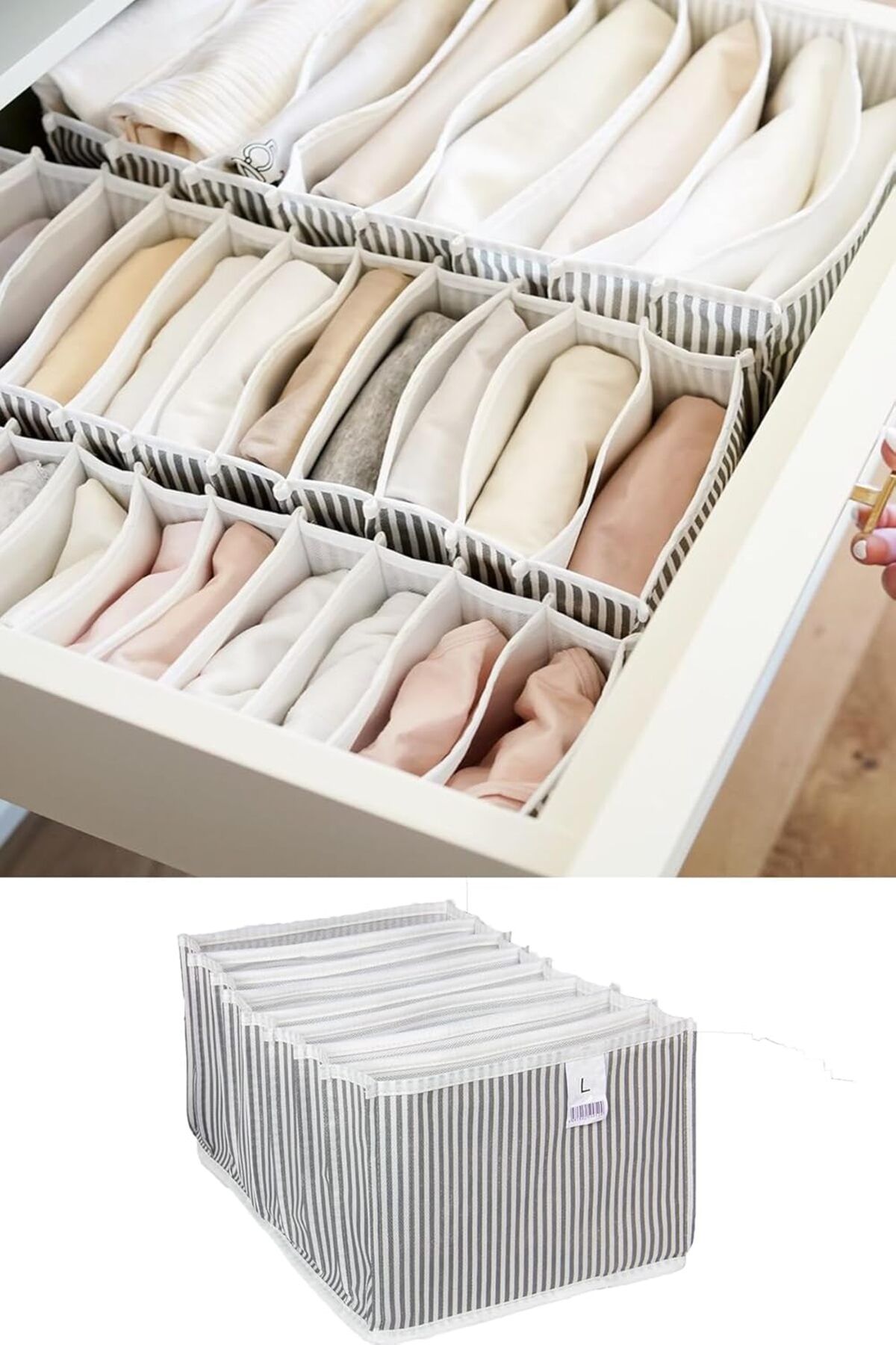 KDROĞLU KDROGLU Kapısı Akordiyon Çekmece İçi Düzenleyici Organizer (3 Adet Gri, Large) New Desing 1109