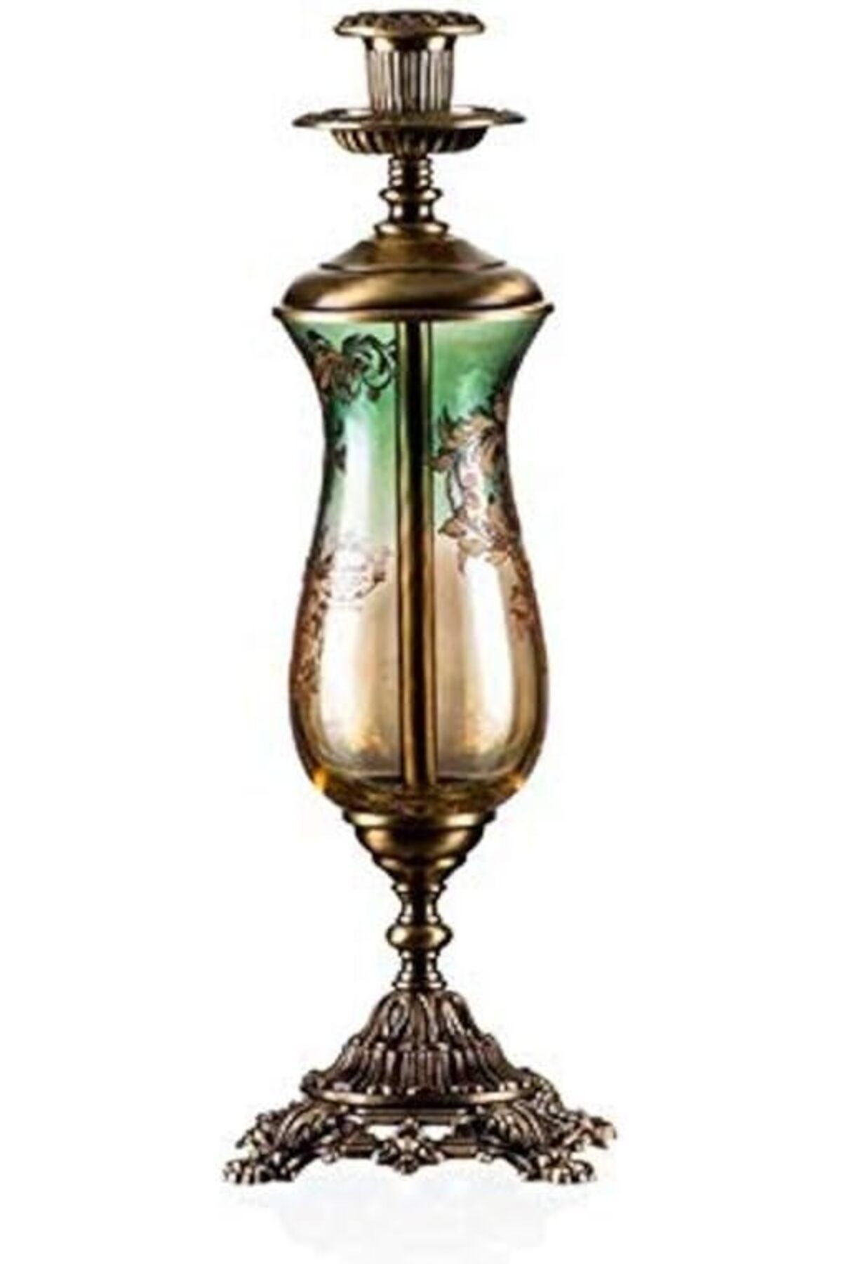 mazıdağı mazzıdağ Bronz Yeşil Amber Tekli Şamdan, 37cm new store 1133631