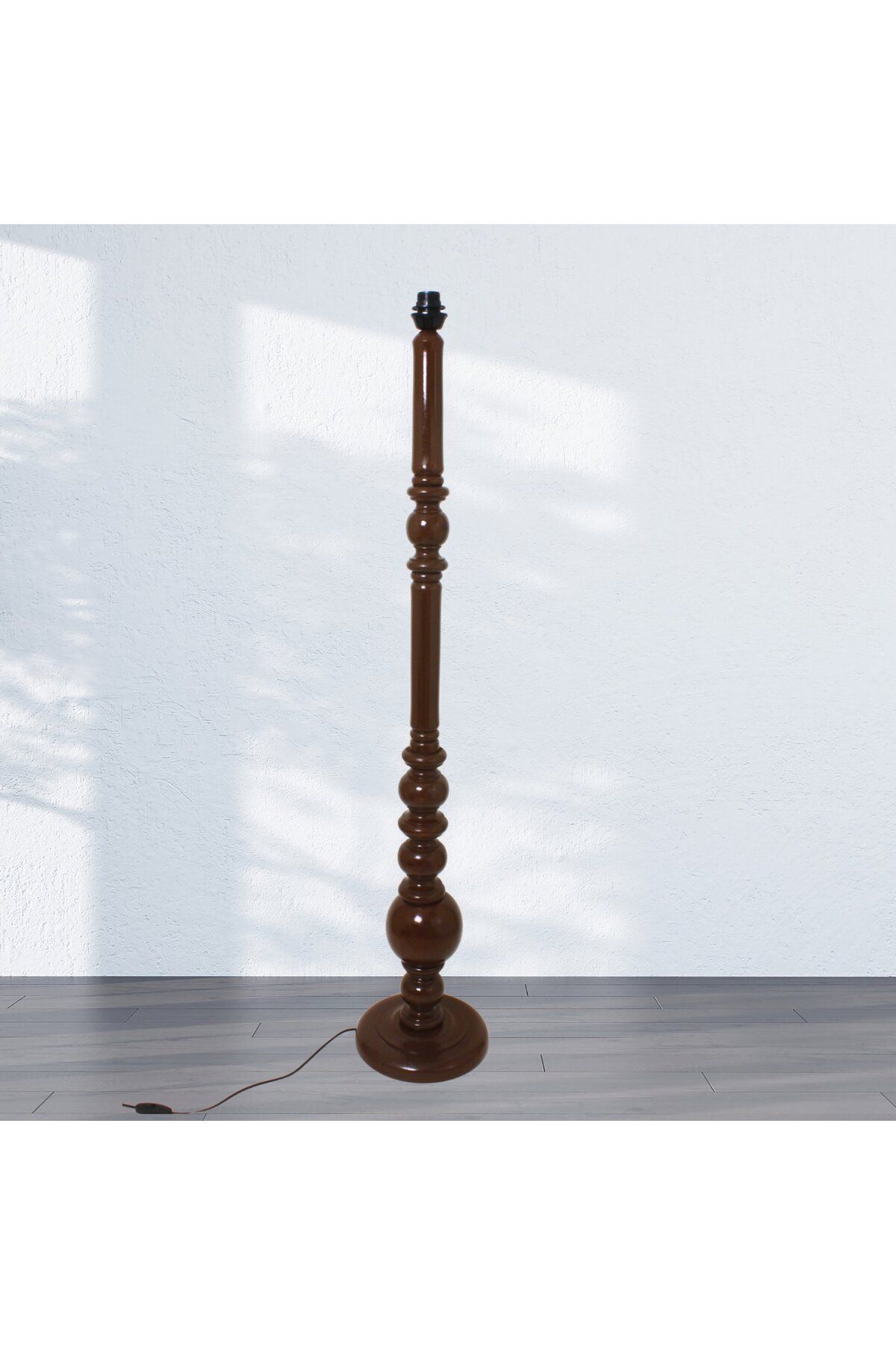 teknotrust Klasik Vintage Ahşap Lambader Ayak Koyu Kahve Meşe Rengi 140cm LA55786