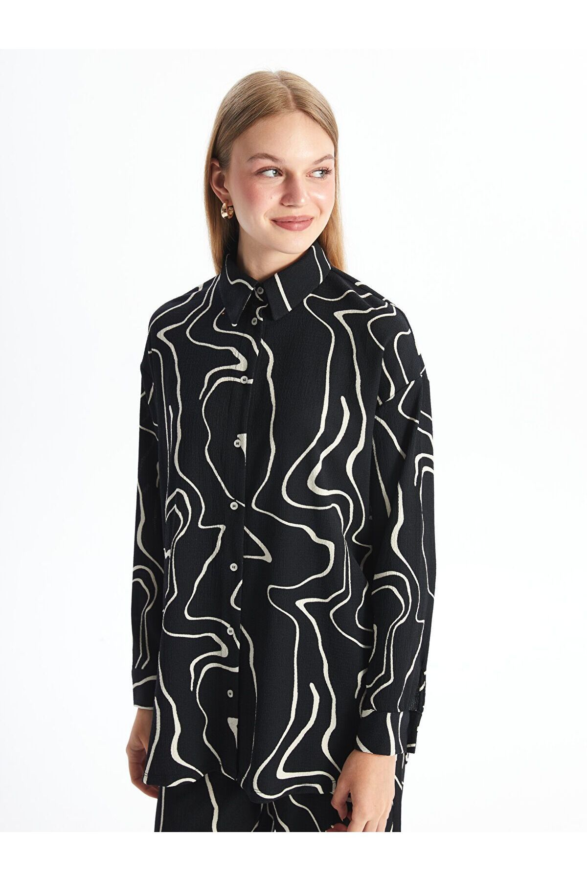 LC Waikiki Desenli Oversize Kadın Gömlek Tunik