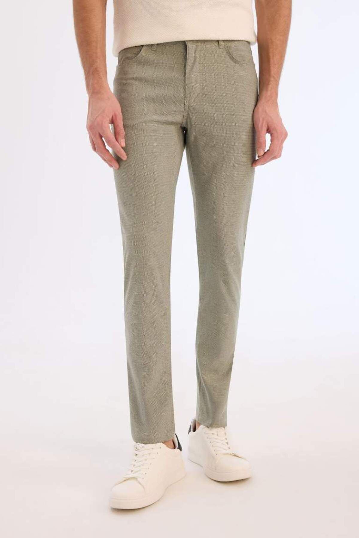 DeFacto Yeni Sezon Yazlık Chino Kanvas Pantolon Slim Fit Dar Kesim Cepli Dar Paça