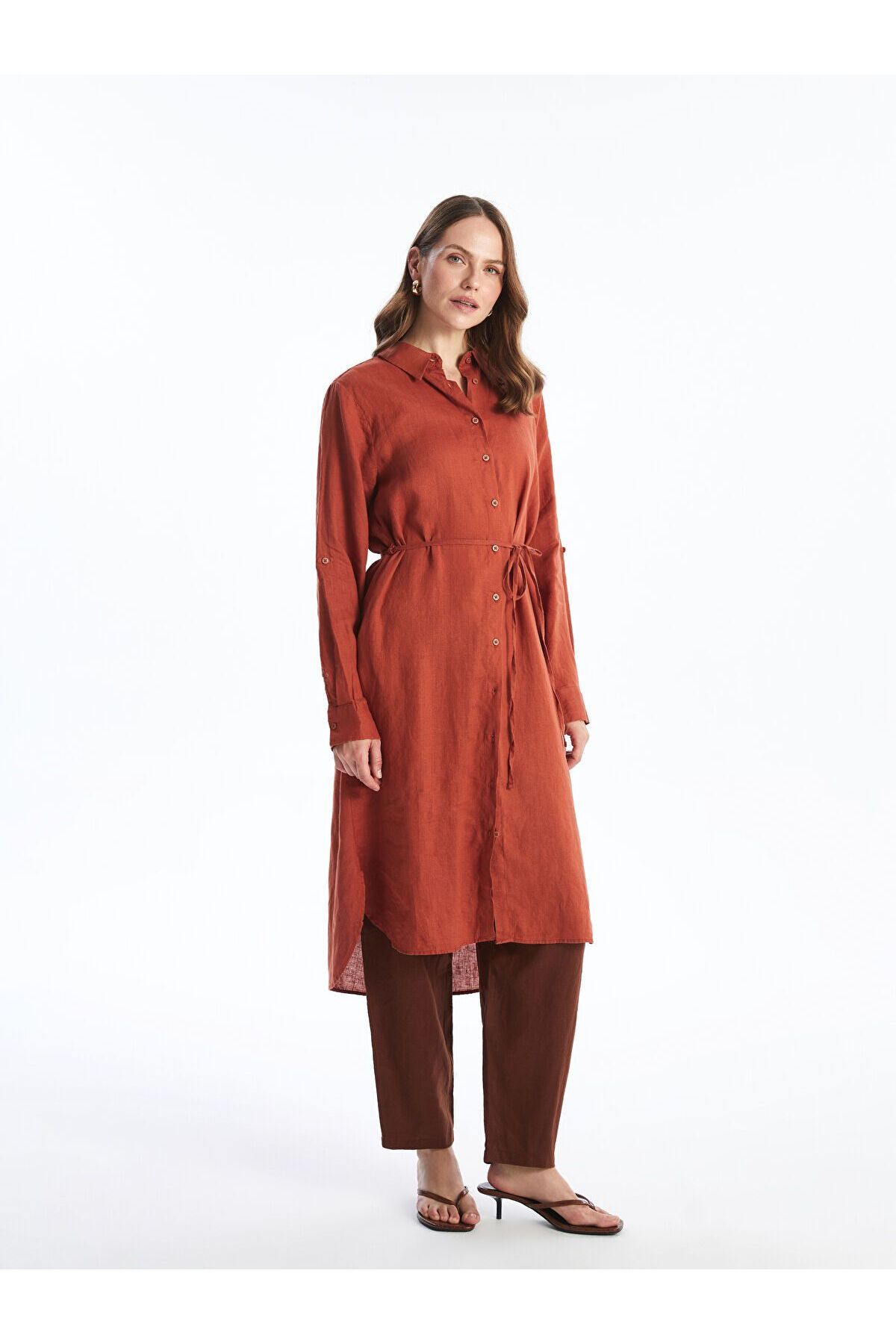 LC Waikiki Oversize Keten Kadın Gömlek Tunik