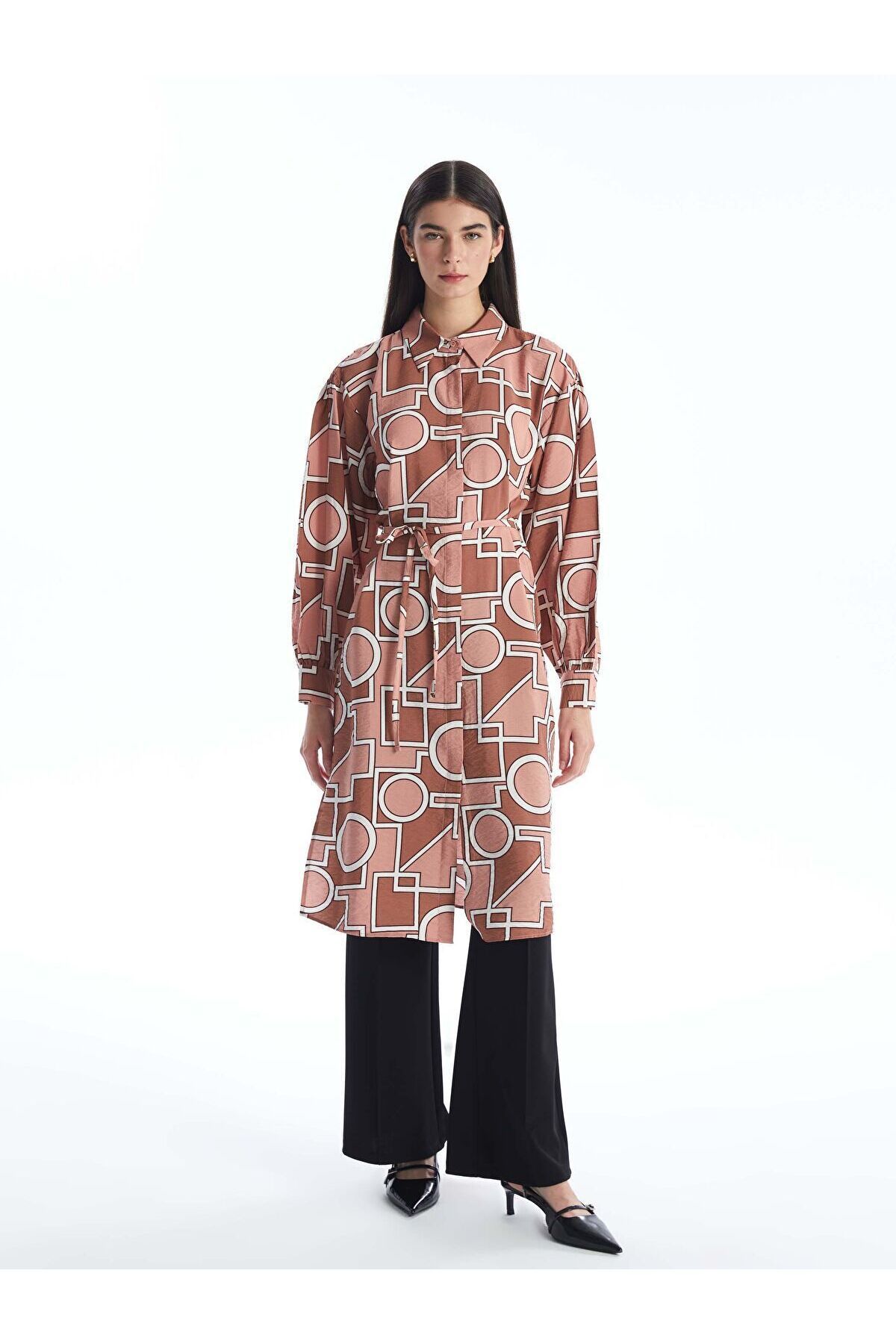 LC Waikiki Desenli Oversize Kadın Gömlek Tunik