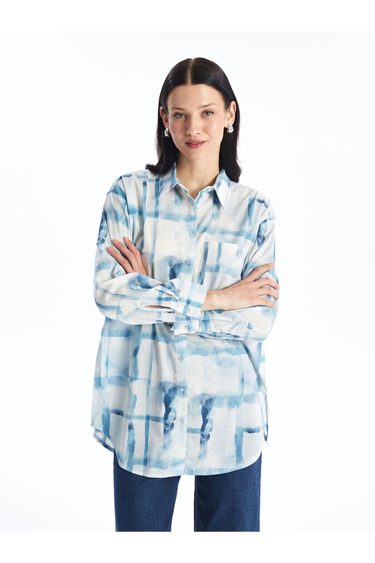 LC Waikiki Desenli Oversize Kadın Gömlek Tunik