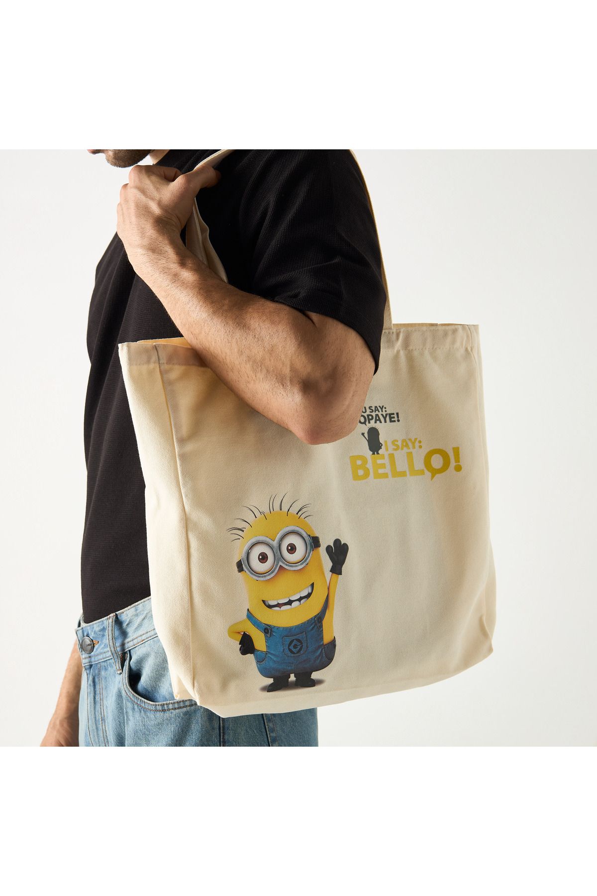 SP Characters-Minion Print Shopper Bag with Double Handle 2