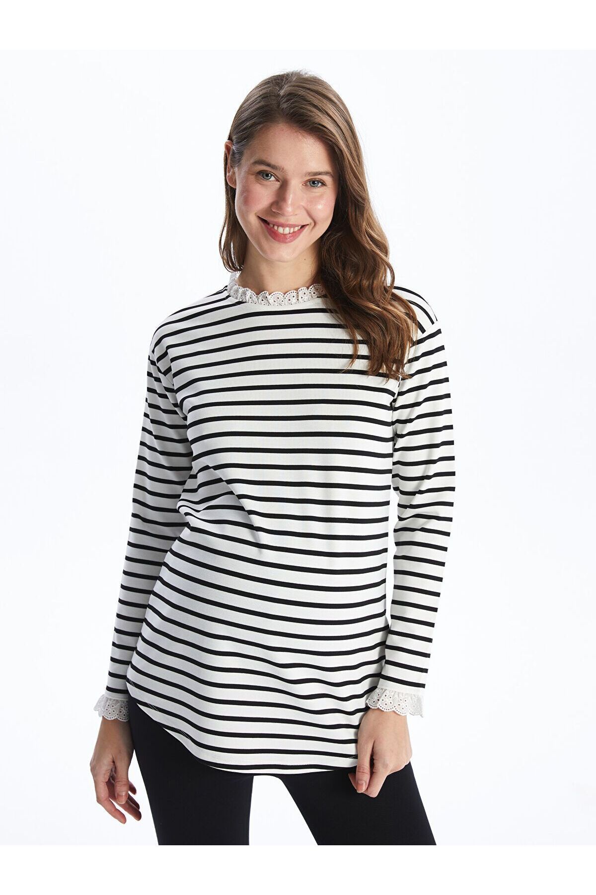 LC Waikiki Bisiklet Yaka Düz Hamile Sweatshirt Tunik