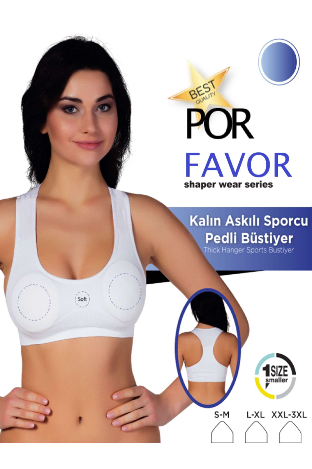 Por Favor 1 Beden Küçültücü Kalın Askılı Pedli Sporcu Büstiyer