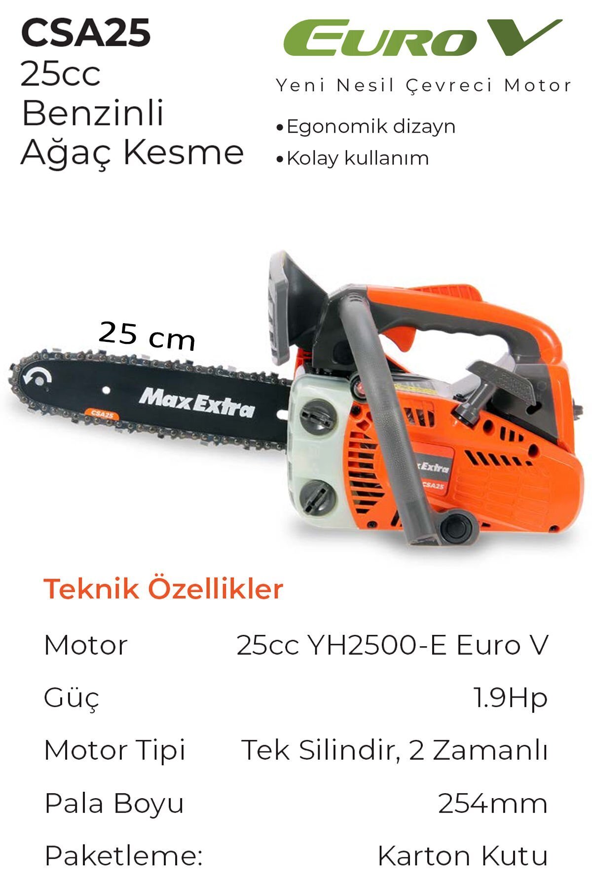 İBTAŞ Max Extra Csa25 Benzinli Ağaç Kesme Bıçkı Motoru 25cm Pala