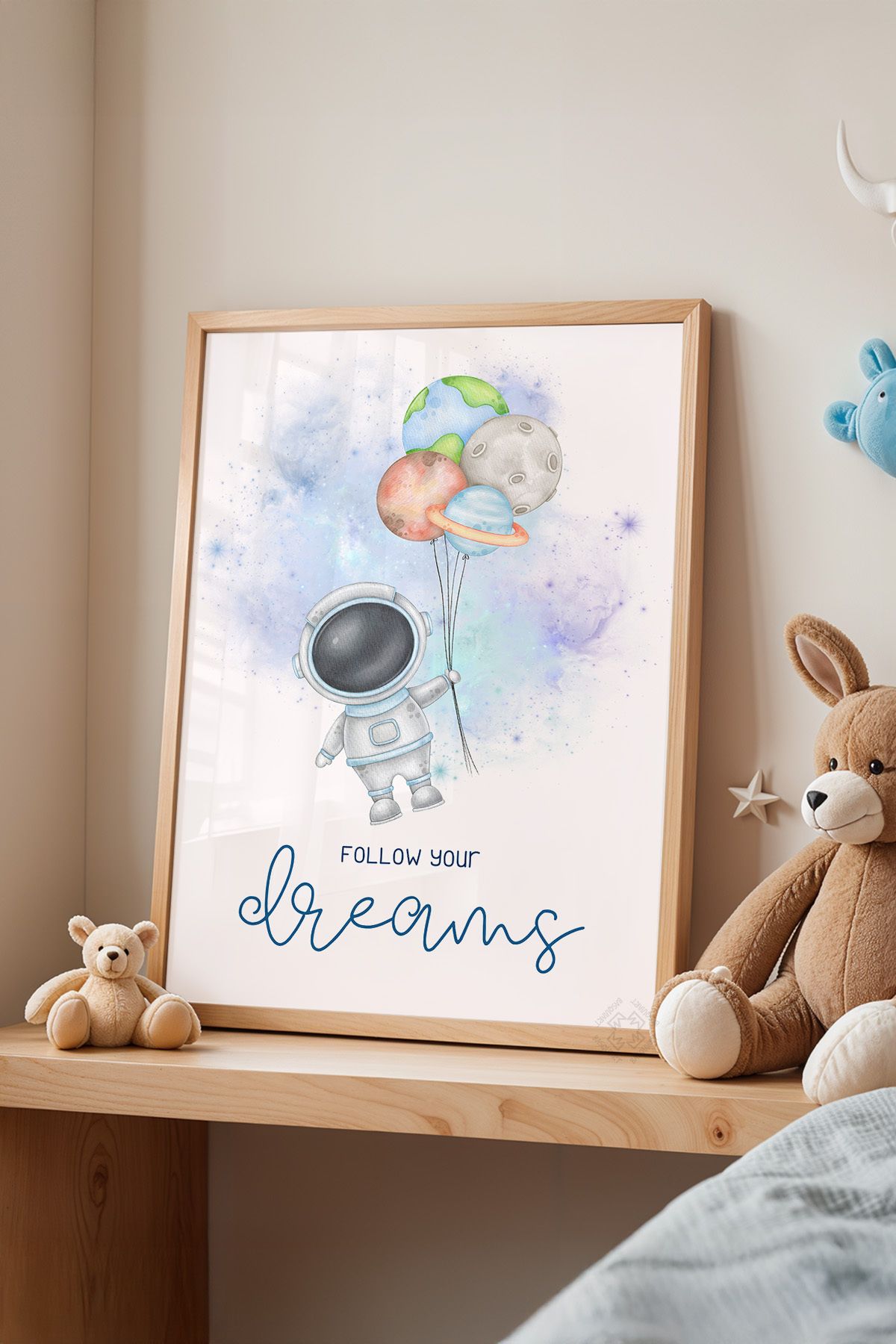 Basquiart Çocuk Odası, Bebek Odası Ahşap Çerçeveli Poster, Tablo No:29