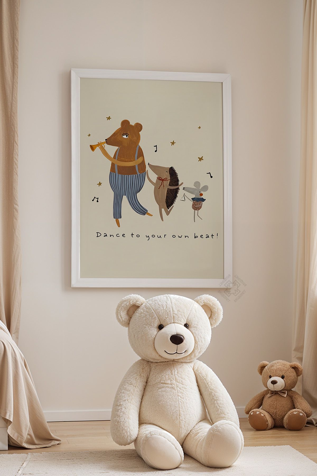 Basquiart Çocuk Odası, Bebek Odası Beyaz Çerçeveli Poster, Tablo No:39
