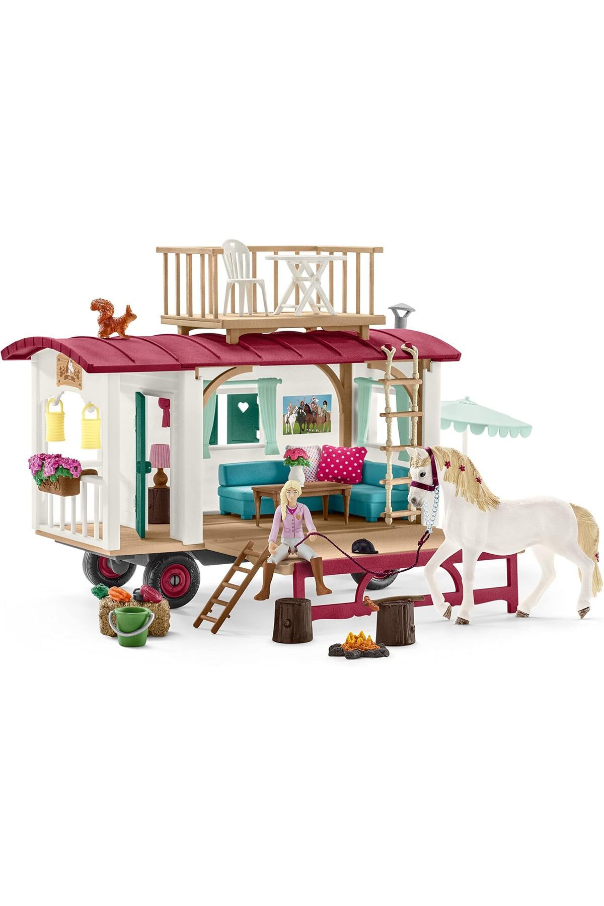Mu Art Ahşap Mrt Horse Club 95-Parça Kız ve Erkek Çocuklar için At Oyun Seti, Gizli Kulüp Toplantıları iç
