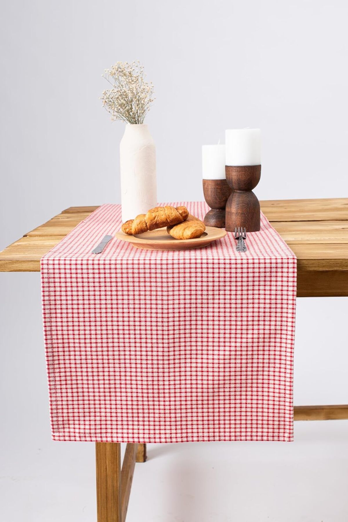 STOREMAX Ezg Wellstil Doku | Keten Piti Kareli Runner - Piknik Örtüsü 40 x 150 cm (Kırmızı) Ezsnshop 10