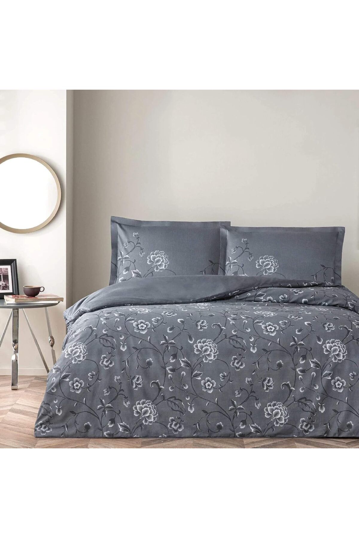 LUXE Pamuk Vıoletta Nevresim Takımı Antrasit Çift Kişilik LXSHP 1055529
