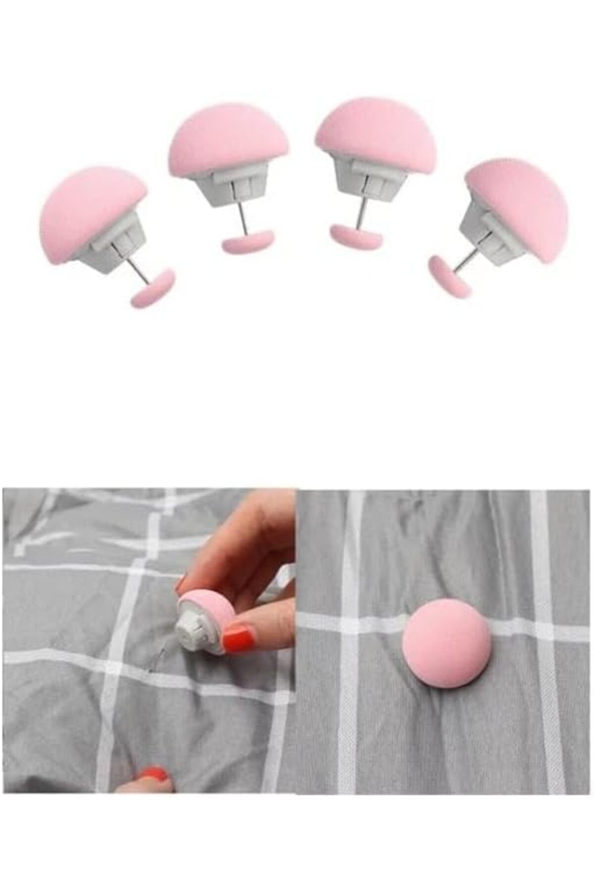 STOREMAX OZN Home Yorgan Sabitleyici, Mantar Şekilli Aşınmaya Dayanıklı Yorgan Klipsi 4 Adet, Pembe OZNs