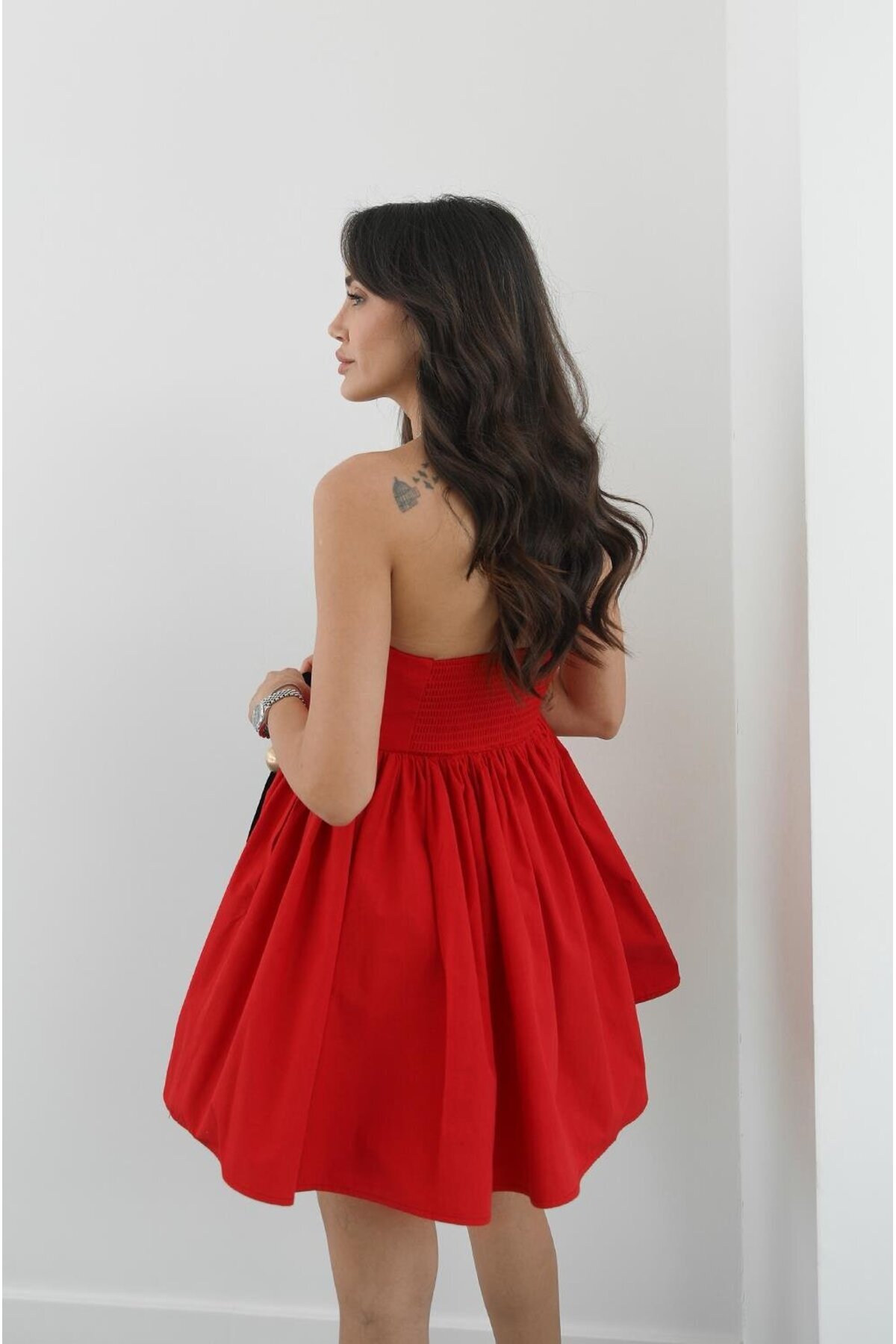Havoş-Red Heart Neck Mini Dress 6