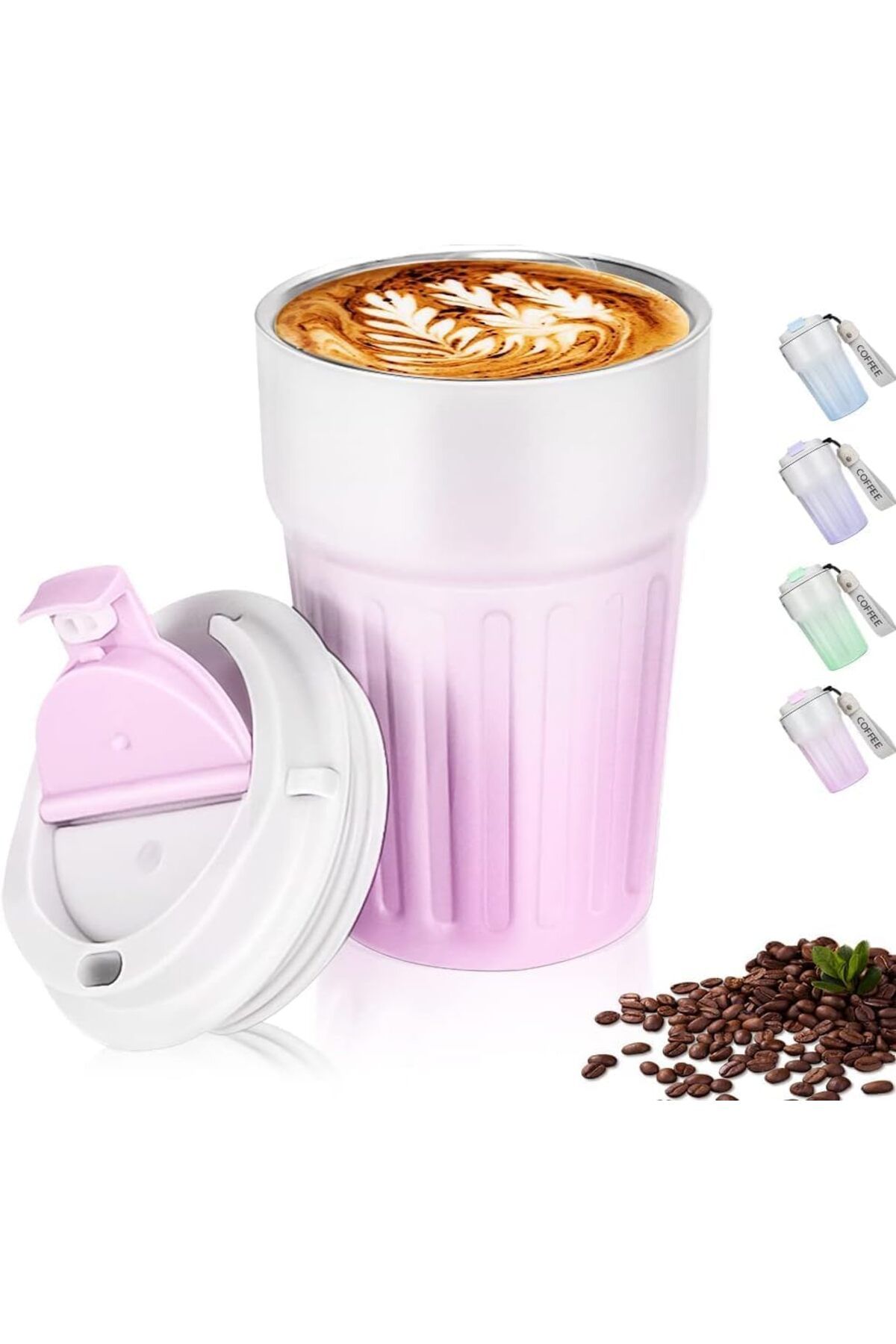 LUXE Kahve Termosu Paslanmaz Çelik Su Matarası Spor Matarası, Kapaklı 400 ml, Sızdırmaz Çocuk Şi
