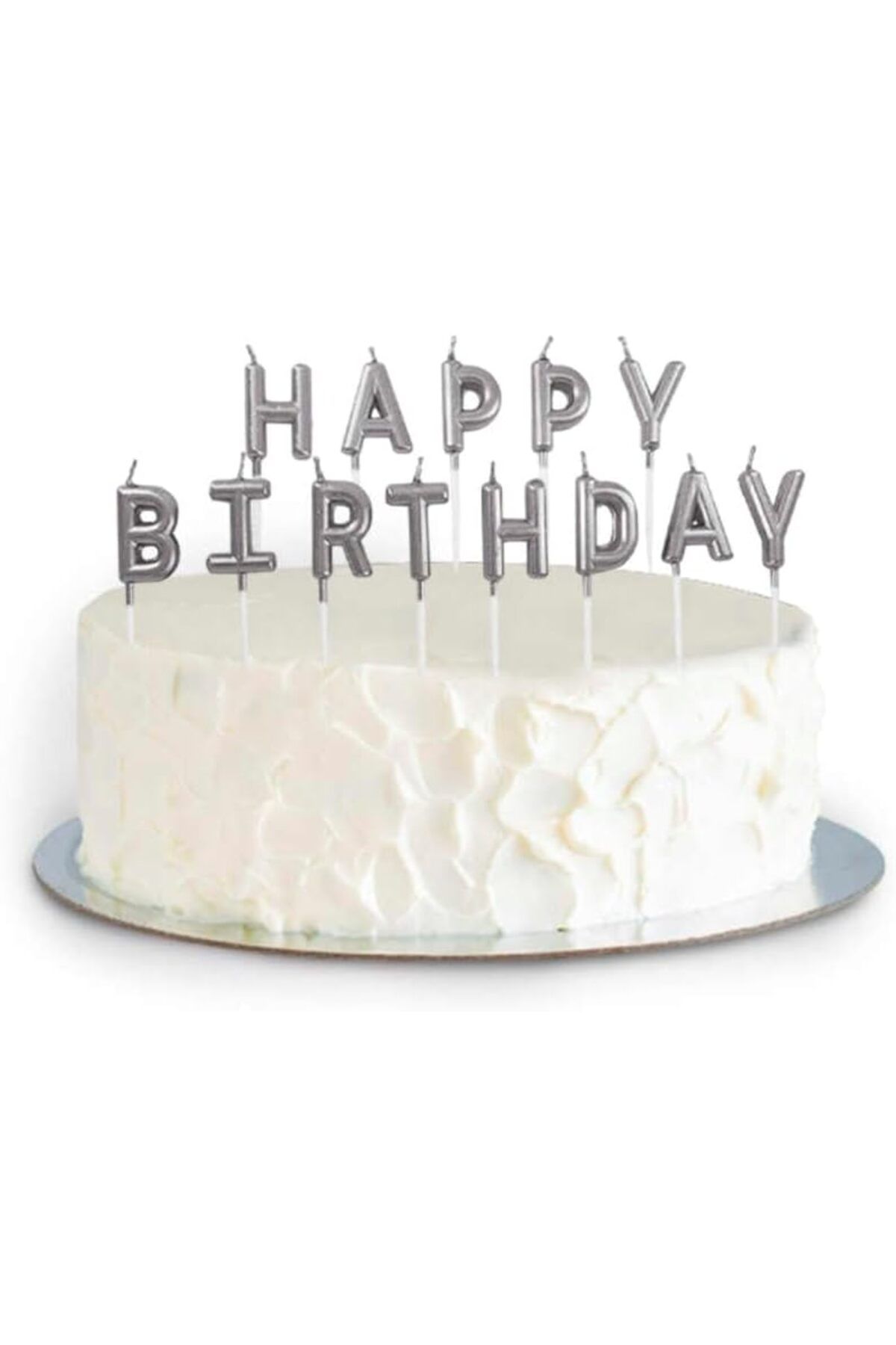 Mu Art Ahşap Mrt Marifetlerim - Happy Brithday Gümüş Pasta Mumu Art 871301