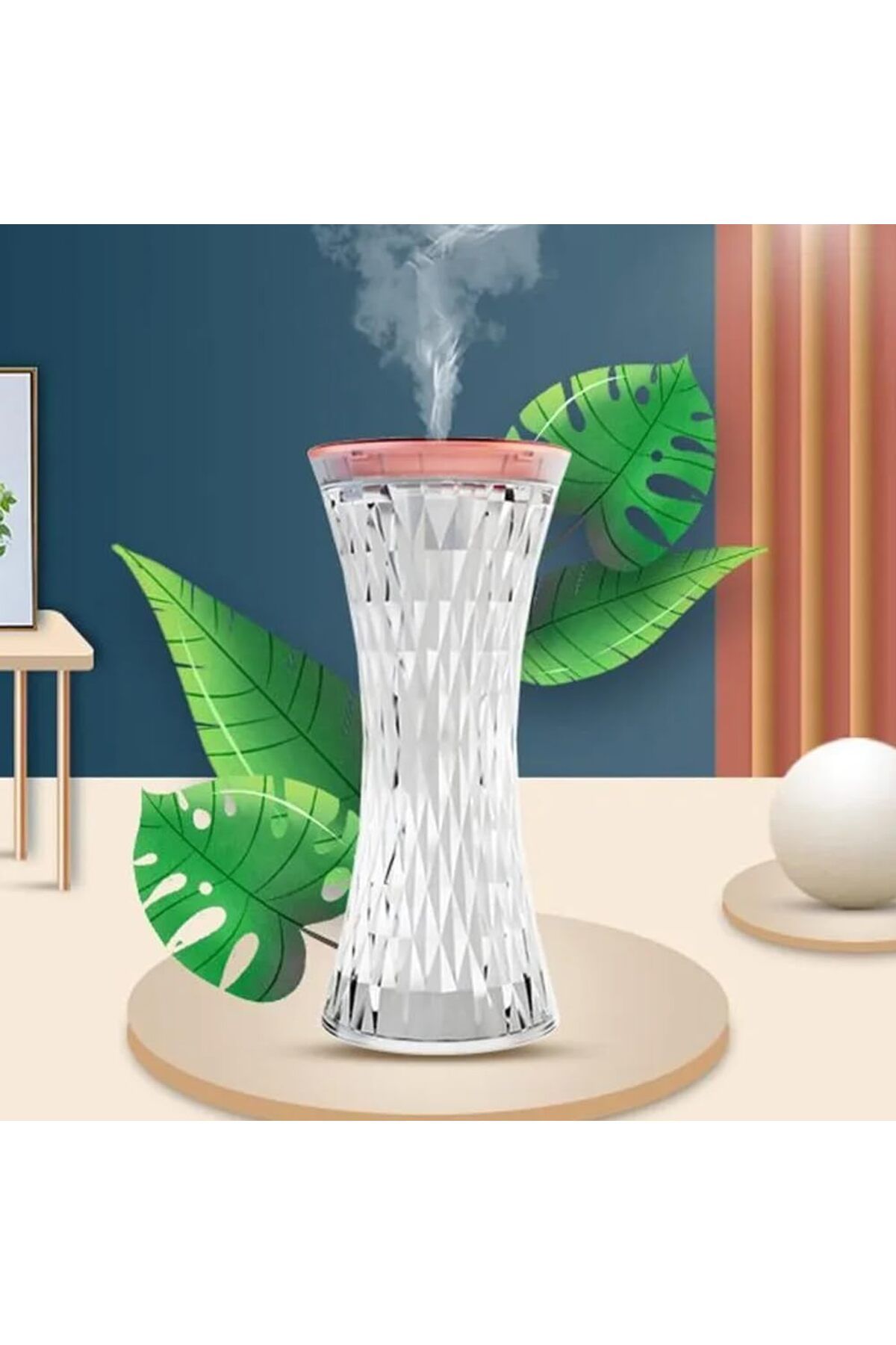 STOREMAX SRT Masaüstü Lamba ve Nemlendirici Şarjlı Işık Kristal Elmas Desenli 7 Farklı Renk Atmosfer L