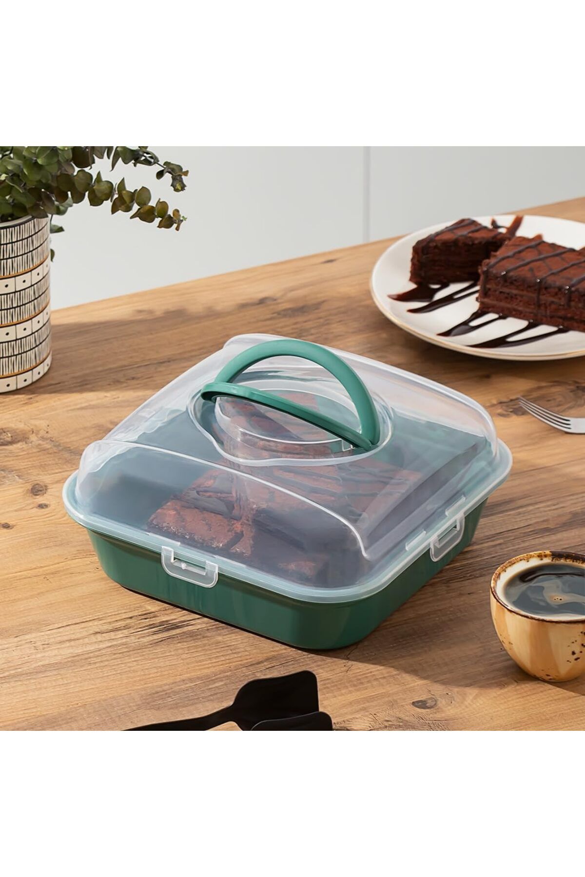 STOREMAX ELZ 1095 Yeşil Pasta Kek Börek Kabı - Taşıma çantası - Kilitli Fanus FRNTR 1127478