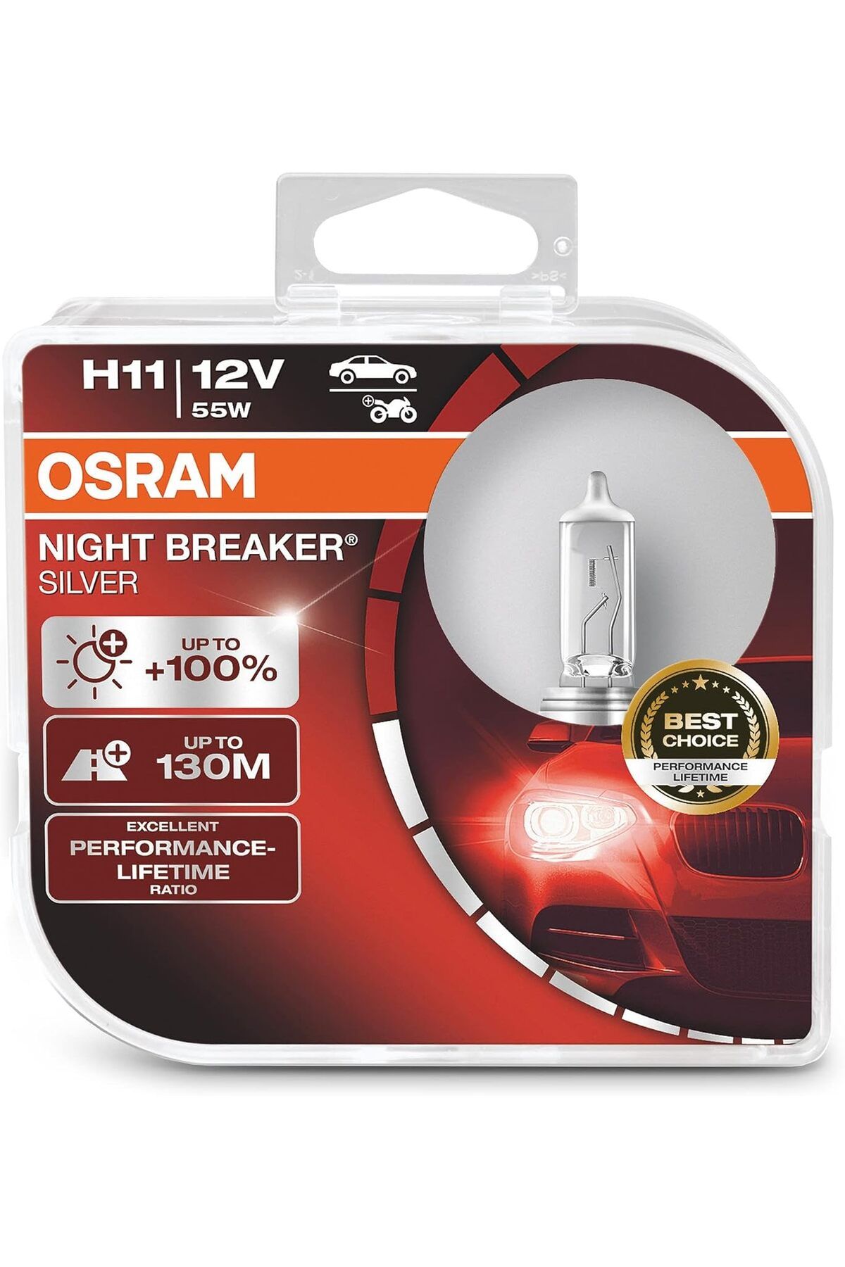 LUXE Ampul Night Breaker Silver H11 12V 55W%100'ye kadar Fazla Işık 130M'ye kadar Fazla Görüş Açı