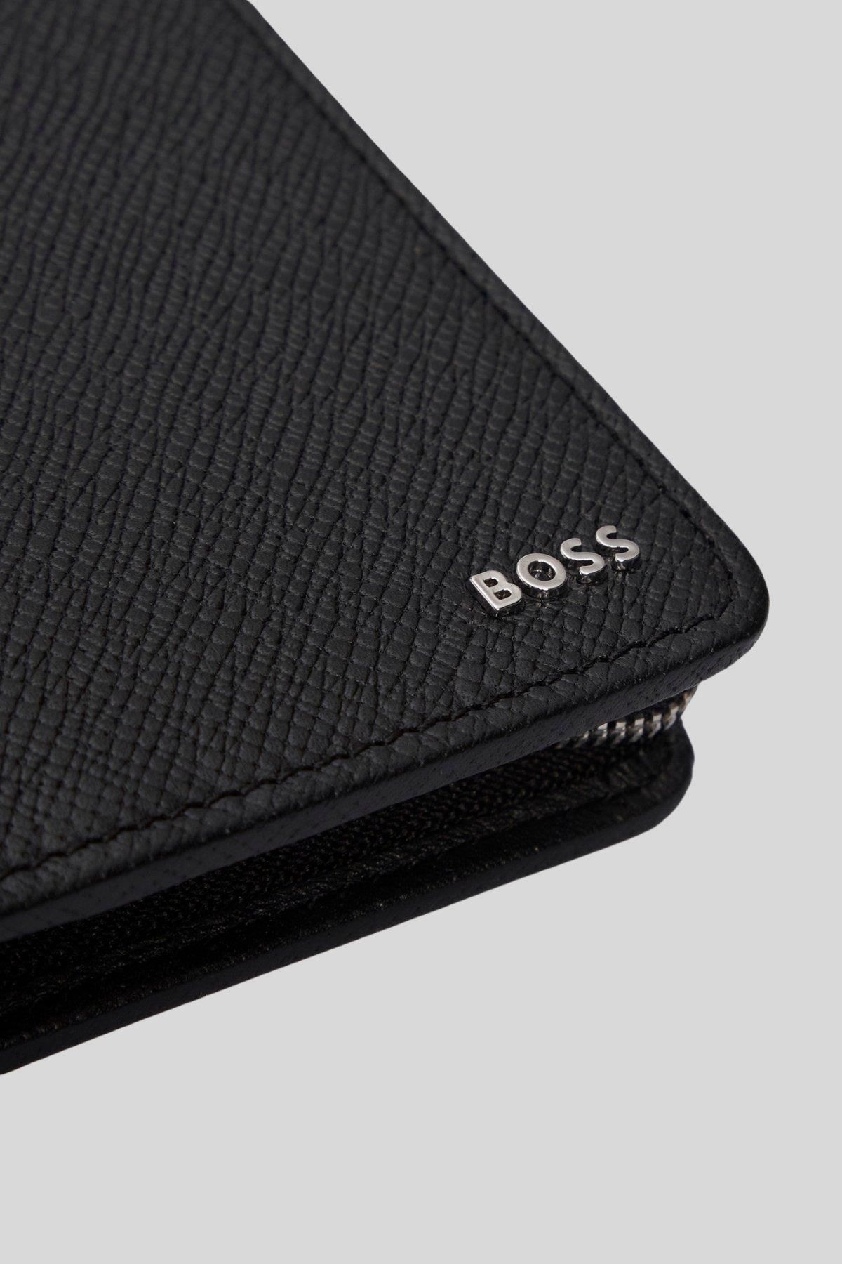کیف پول مردانه چرمی سیاه BOSS