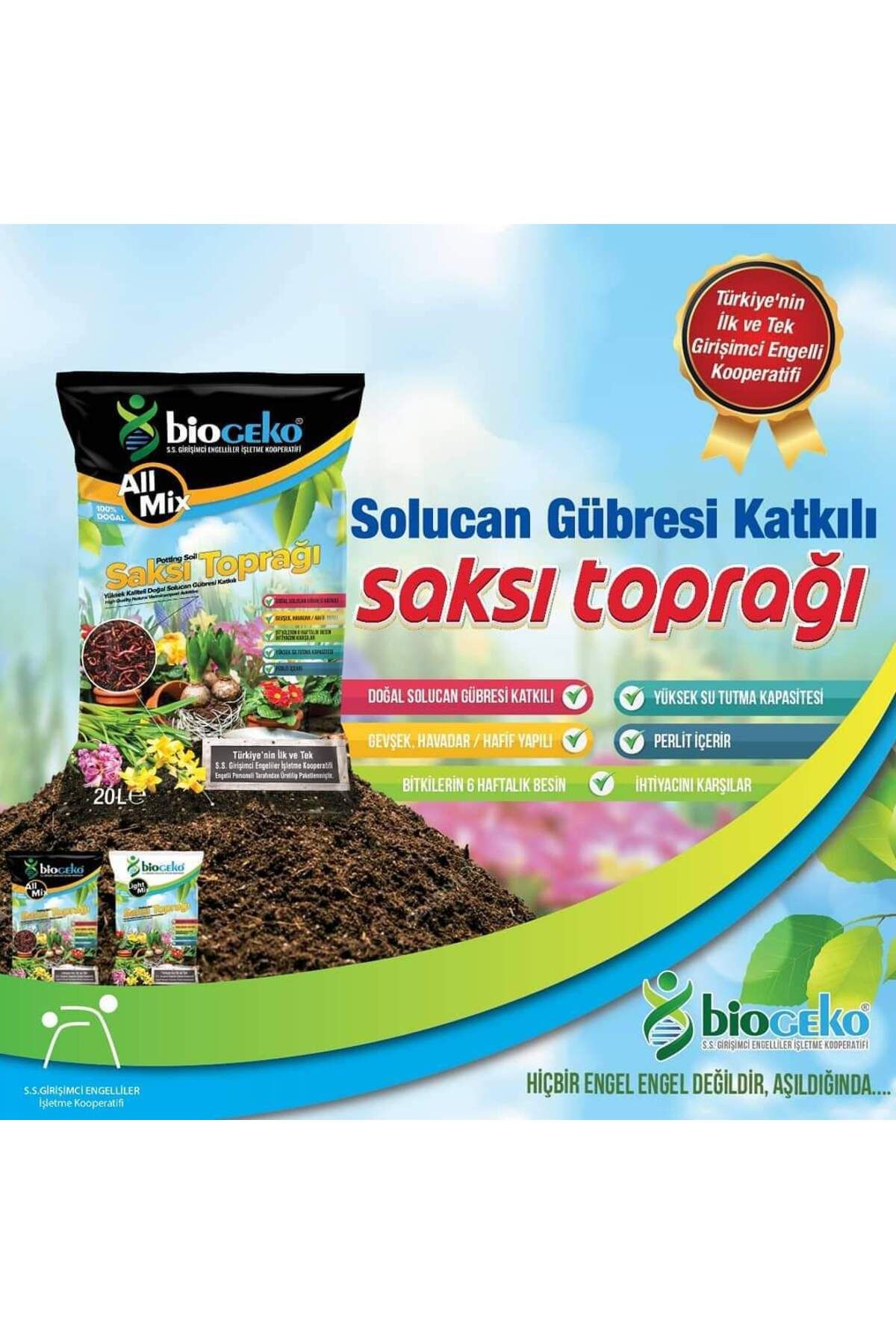 Biogeko Allmix Solucan Gübresi Katkılı Saksı Toprağı 5lt.
