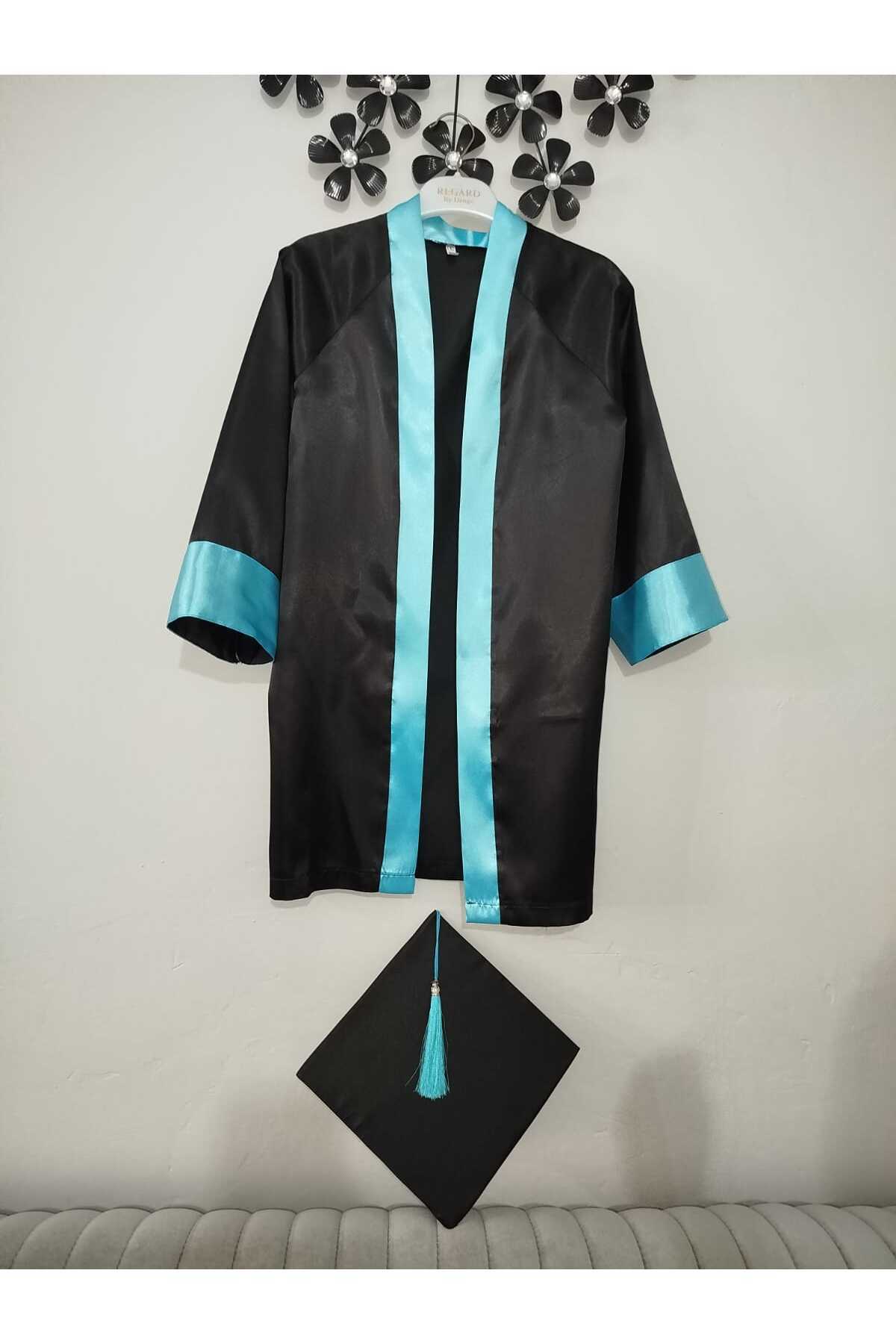 SET OF 2 TURQUOISE GRADUATION ROBE, GRADUATION ROBE FOR BLUE SCHOOL -KEP