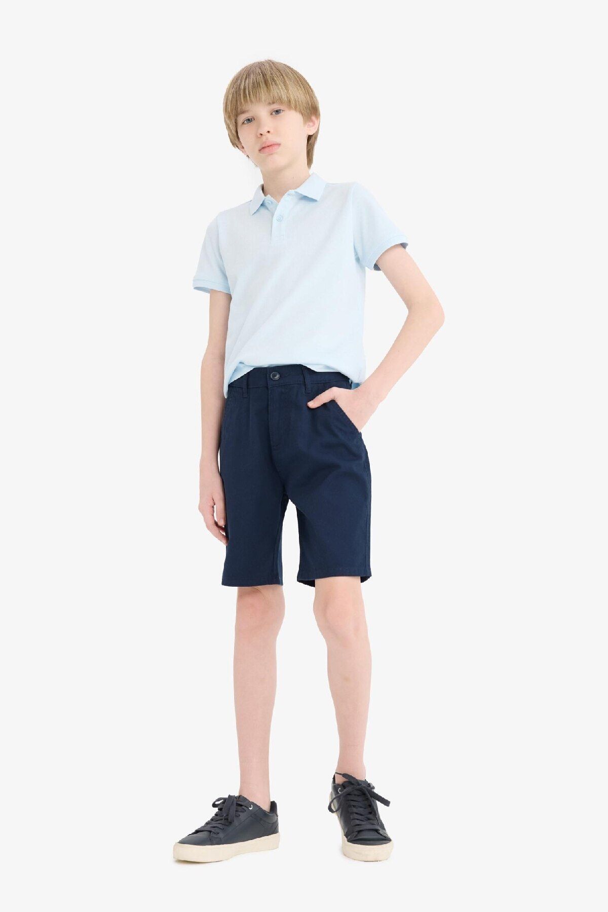 DeFacto-Αγόρι Basic Απλό Σορτς Gabardine με Τσέπη C2955A825SM 5