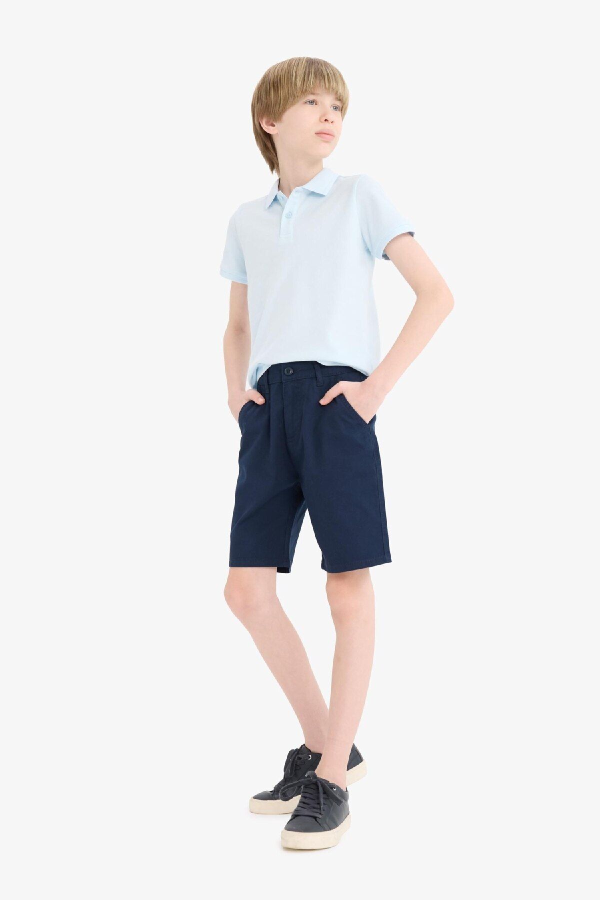 DeFacto-Αγόρι Basic Απλό Σορτς Gabardine με Τσέπη C2955A825SM 6