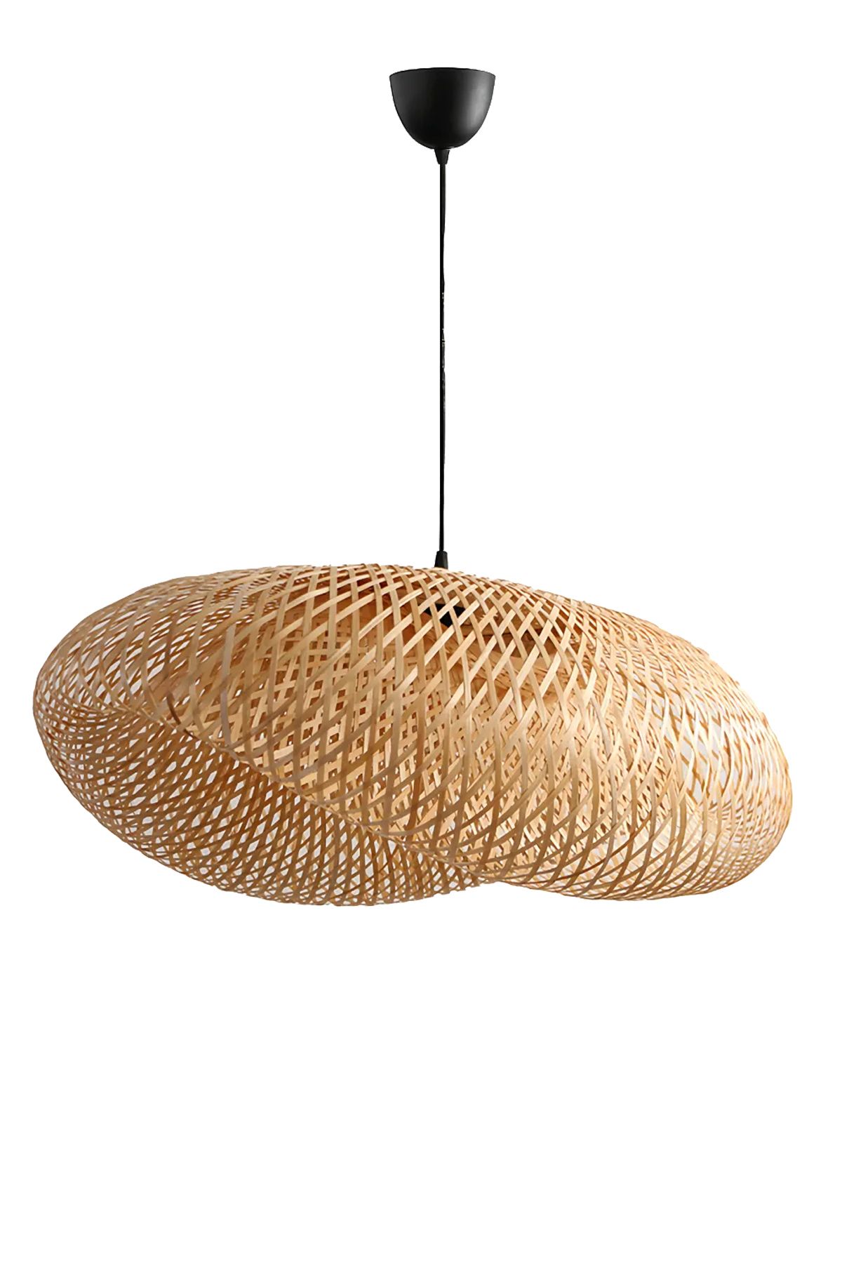 Alvina Aydınlatma Bambu Elips Sarkıt Avize Lamba 42cm - Iskandinav, Modern,