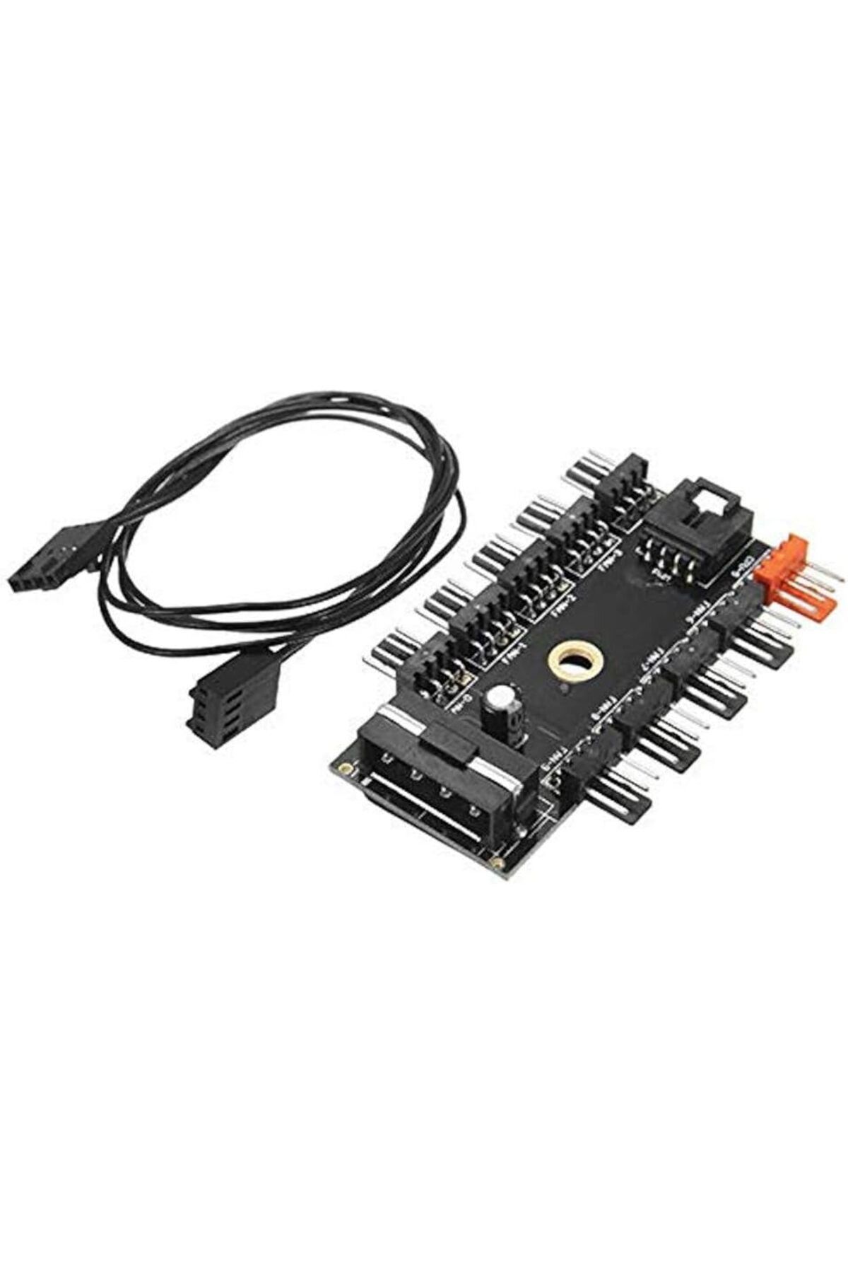 Mu Art Ahşap Mrt 4337 10 Port Fan Çoklayıcı Y PWM Splitter 4 pin 12v Switch Power Güç IDE Çoğaltıcı Mole