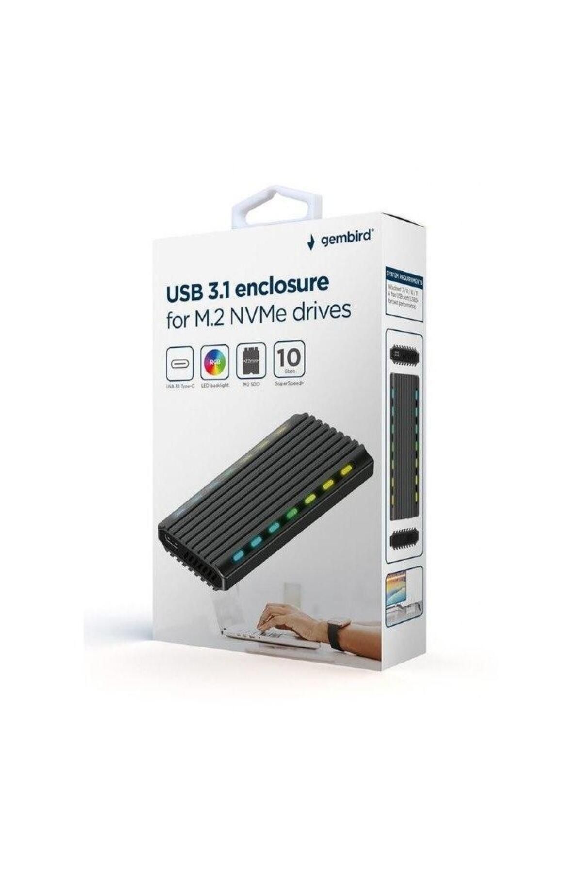 Gembird-Rack extern GEMBIRD, pt. SSD, M.2, M.2, interfata PC USB 3.1, RGB LED backlight, aluminiu (Argintiu) 3