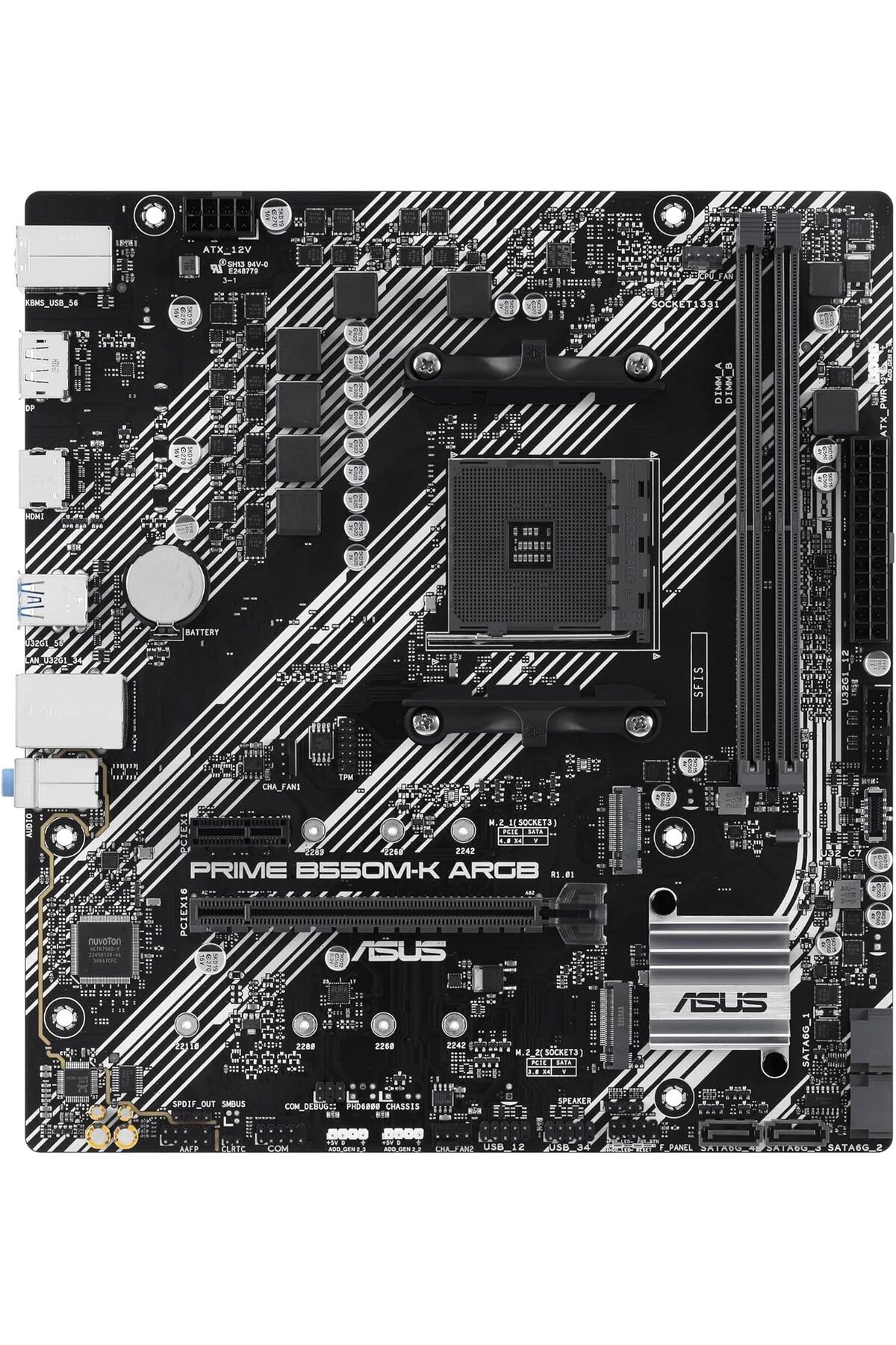 STOREMAX OZN PRIME B550M-K ARGB AMD B550 AM4 DDR4 4866 DP HDMI Çift M2 USB3.2 AURA RGB mATX 5X PROTECTION I