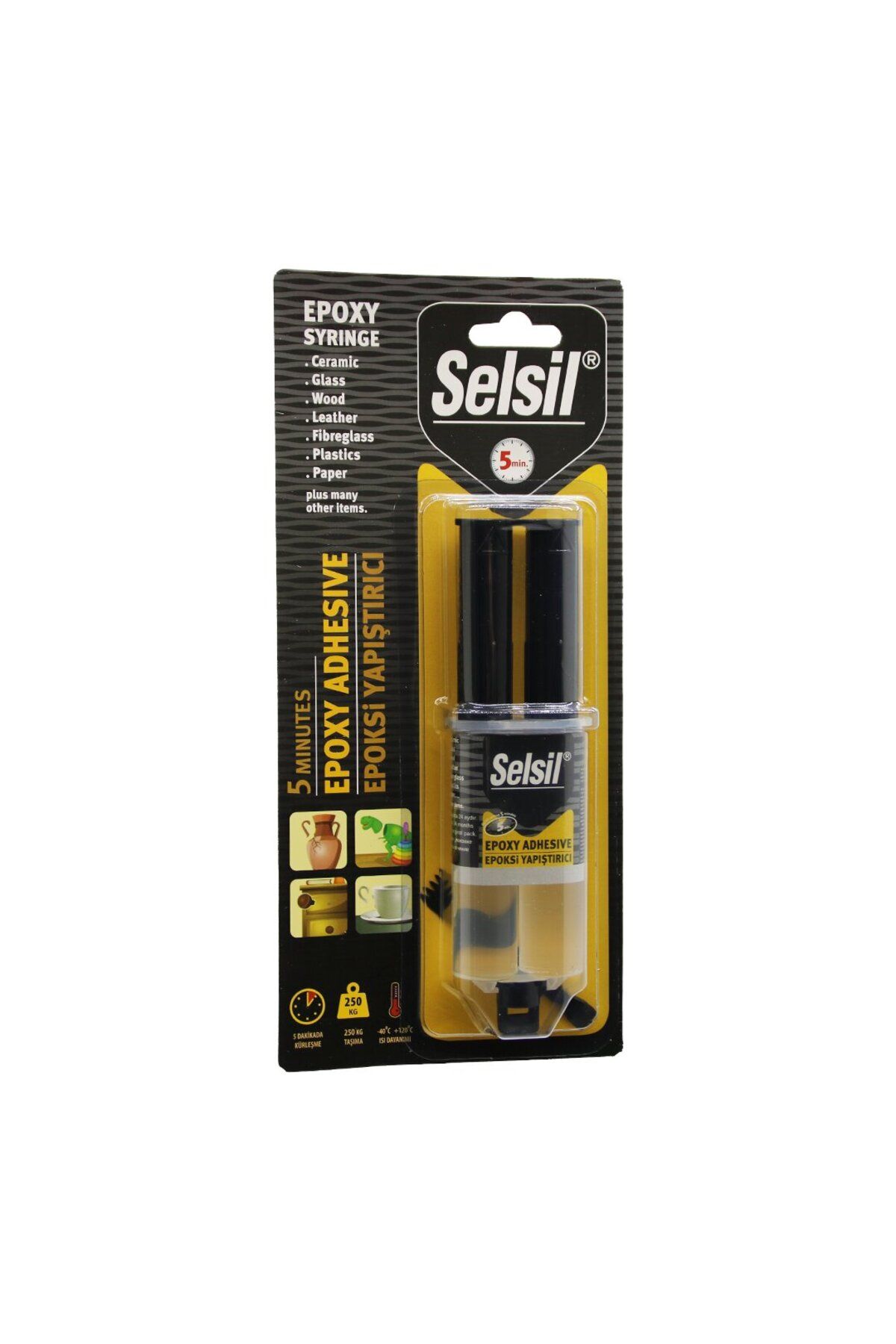 Mu Art Ahşap Mrt SELSİL EPOXY SYRINGE ADHESİVE ŞIRINGA EPOKSİ YAPIŞTIRICI 28GR. ALÜMİNYUM - CAM - PORSELEN
