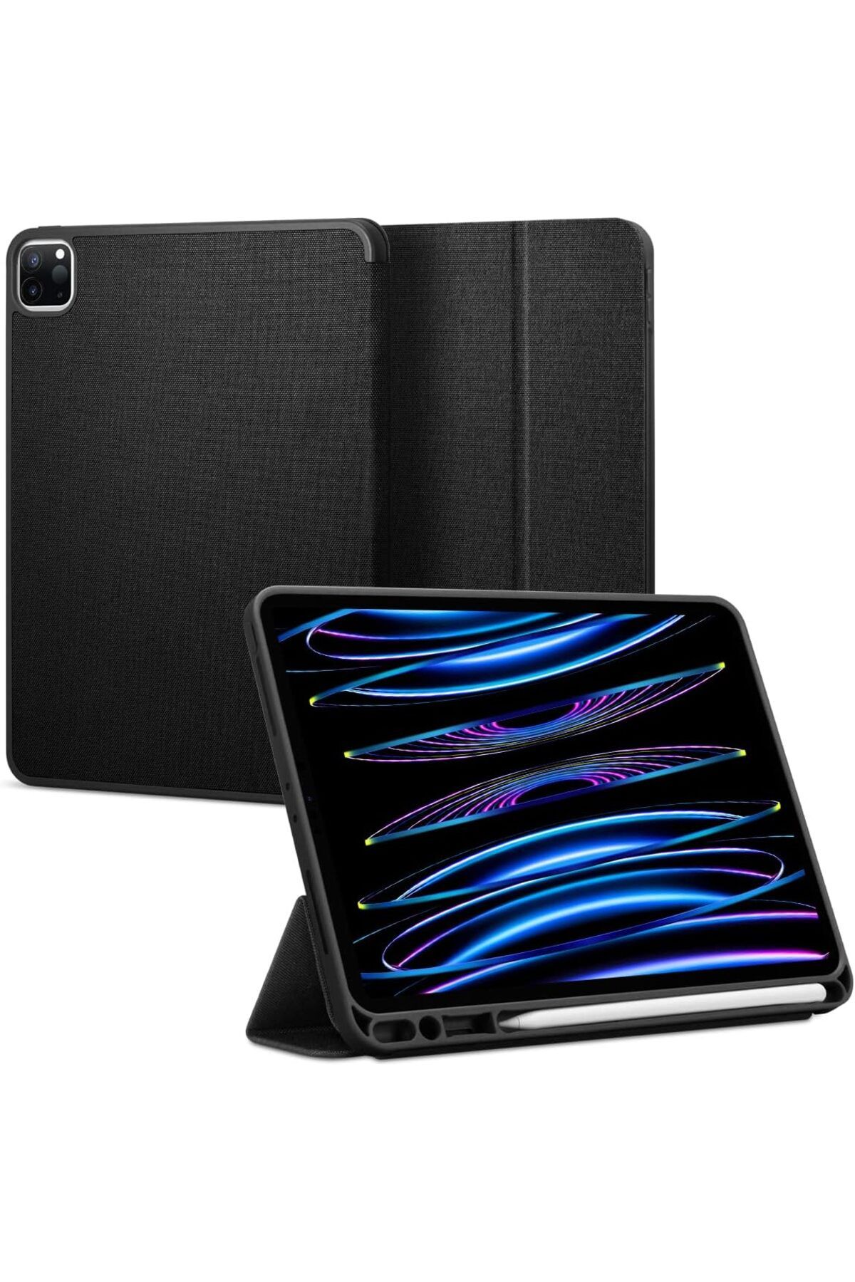 Mu Art Ahşap Mrt iPad Pro 11'' (2022 / 2021 / 2020 / 2018) Kılıf Urban Fit Dokuma Black - ACS01054 Art 871301