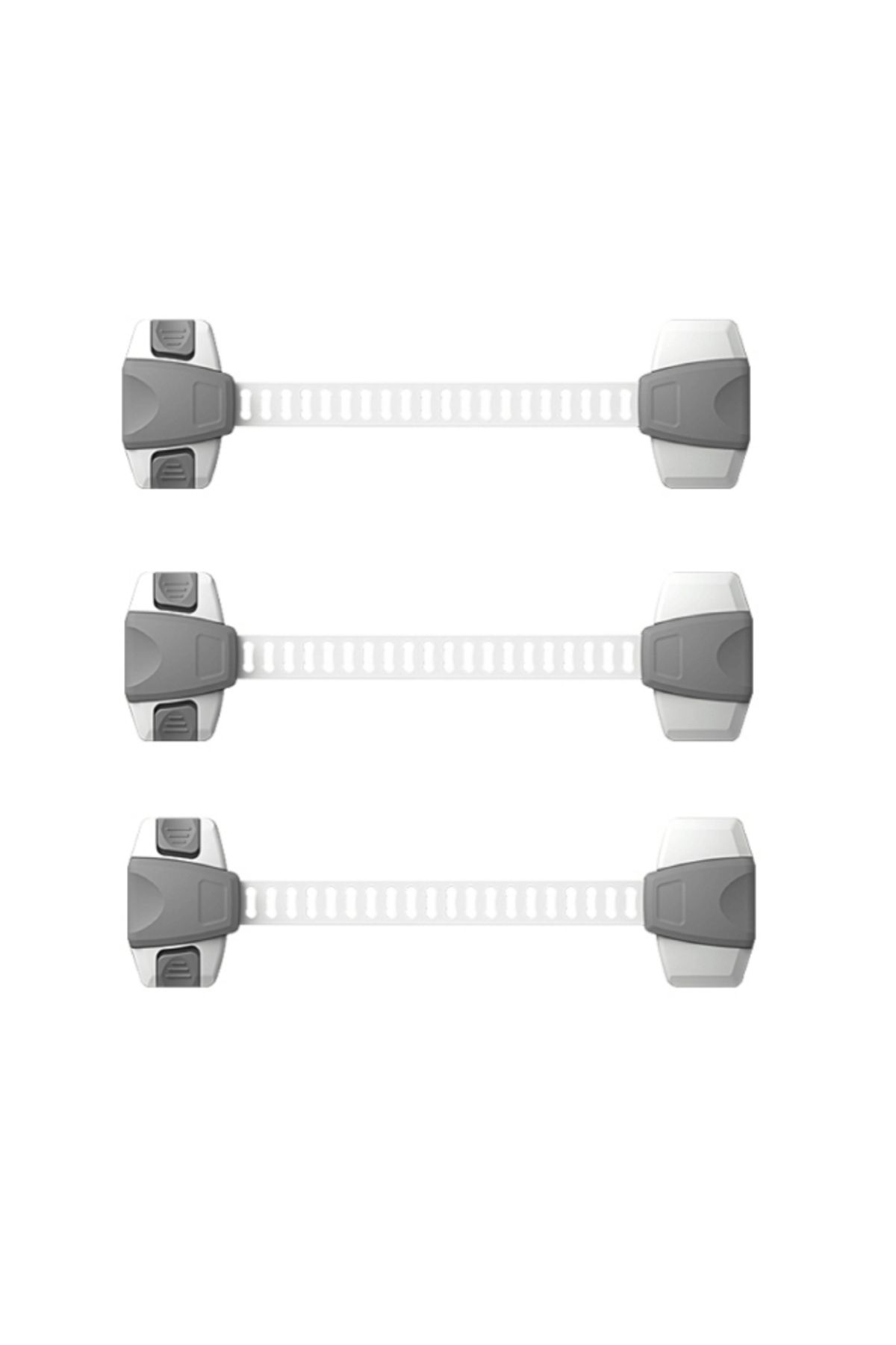 Empria-Set Of 3 Flexible And Adjustable Cabinet Locks, With 2 Buttons, 22 X 6 Cm, Grey 2