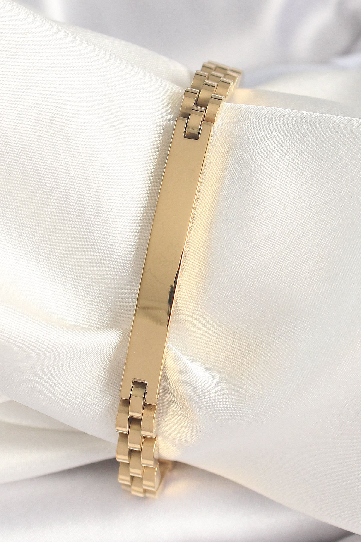 STİLLOVE 316L Çelik Gold Renk Zincir Künye Model Erkek Bileklik SL10928