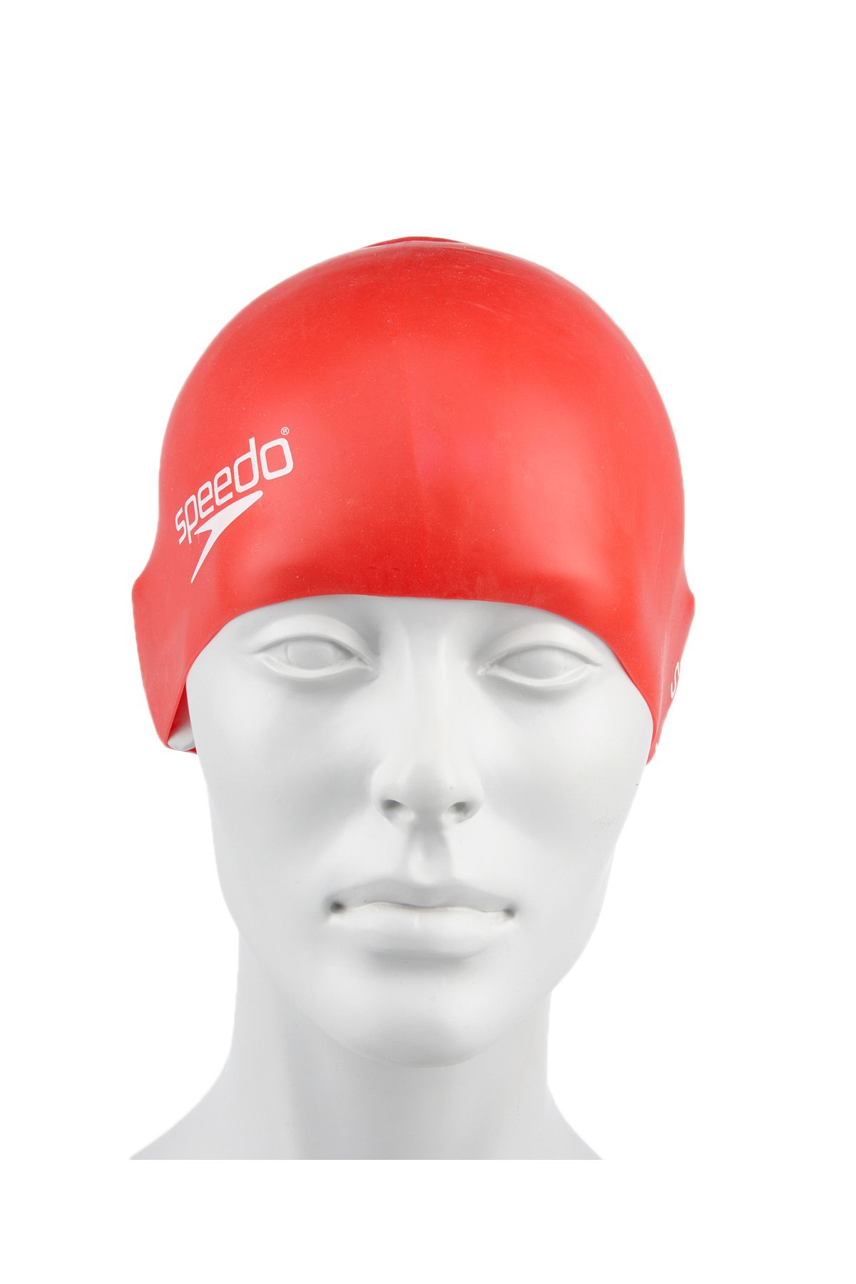 SPEEDO-Molded Silicone Cap Ju Red Unisex Children's Red Swimming Cap Unisex Children's Swimmer 2