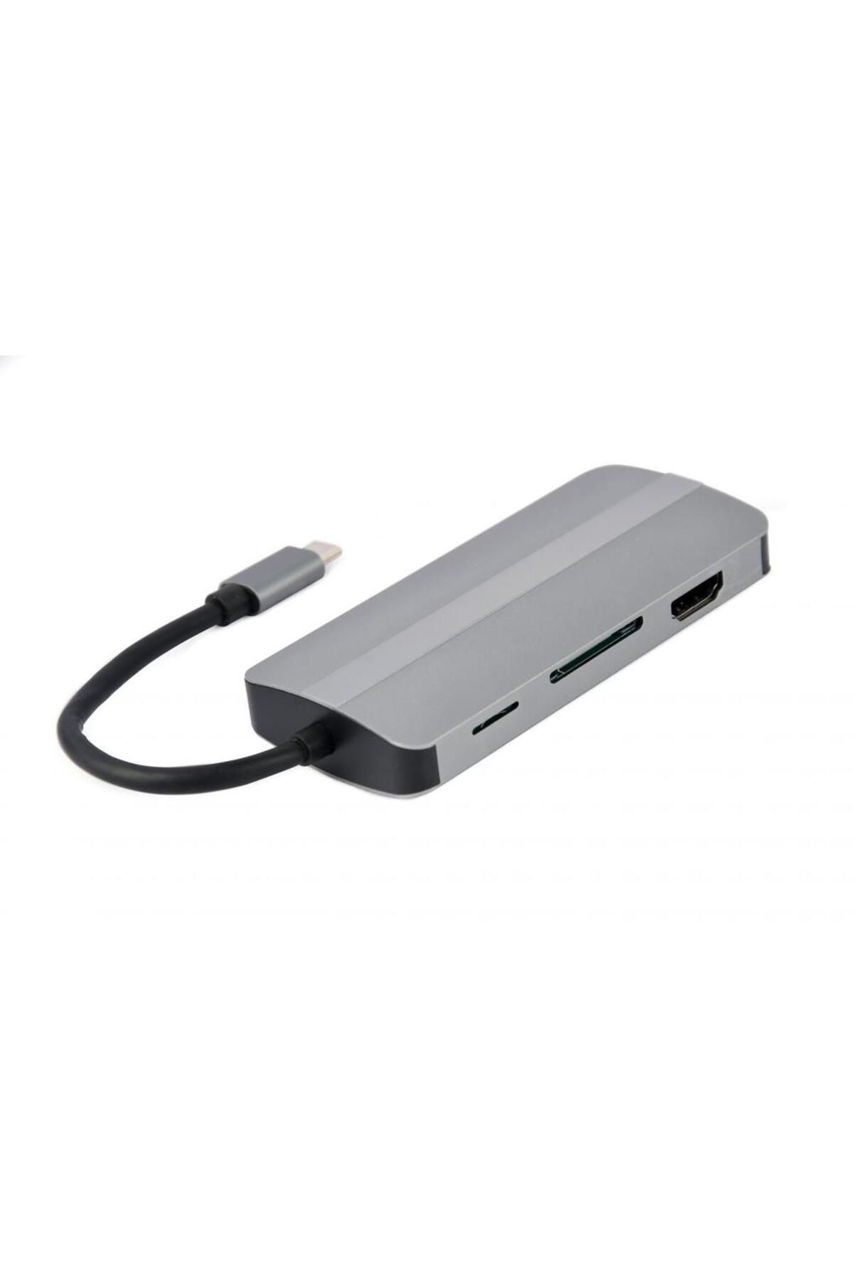 Gembird-HUB USB Gembird 8-în-1 A-CM-COMBO8-02, HDMI, VGA, USB, USB tip C (Gri) 2